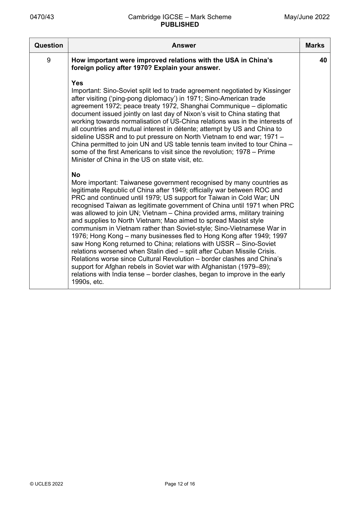 Mark scheme, page 12 of 16