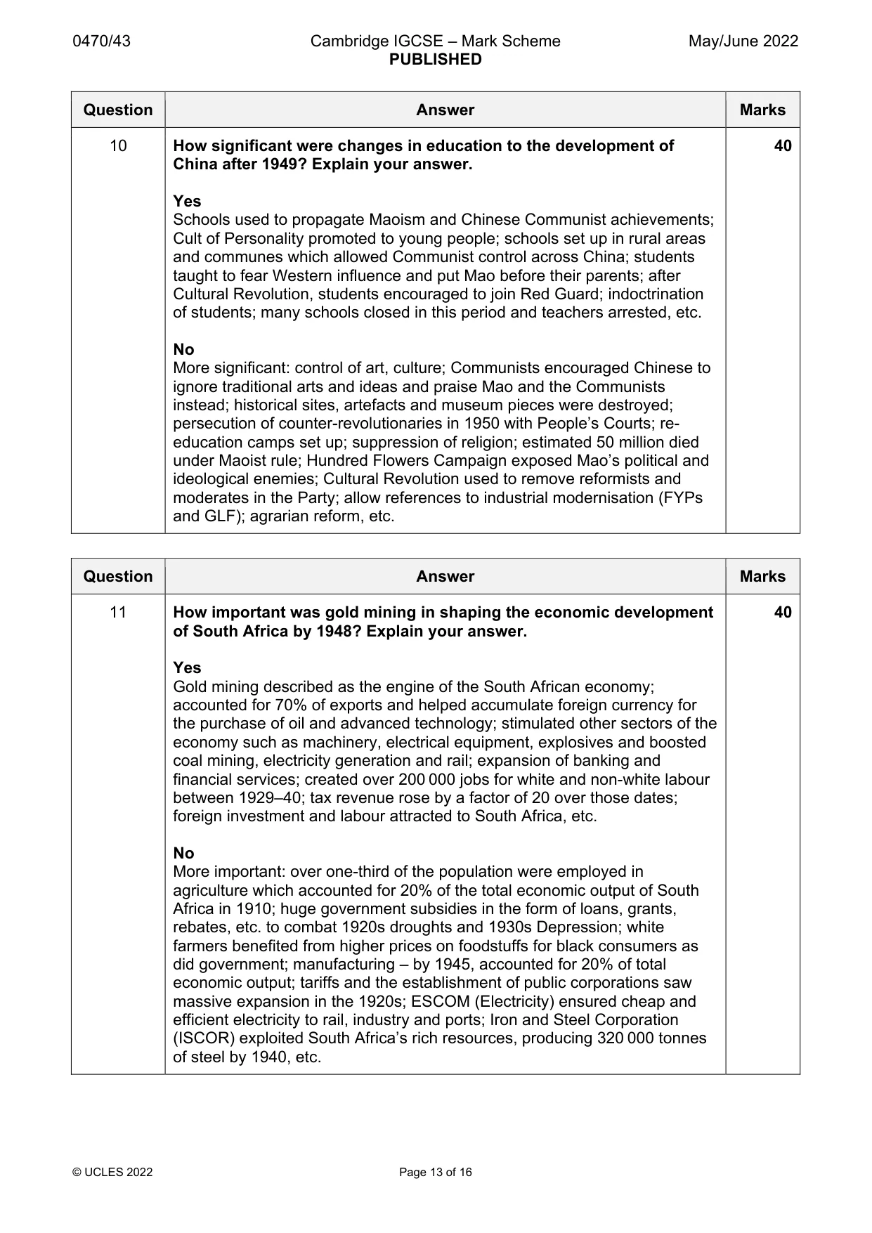Mark scheme, page 13 of 16