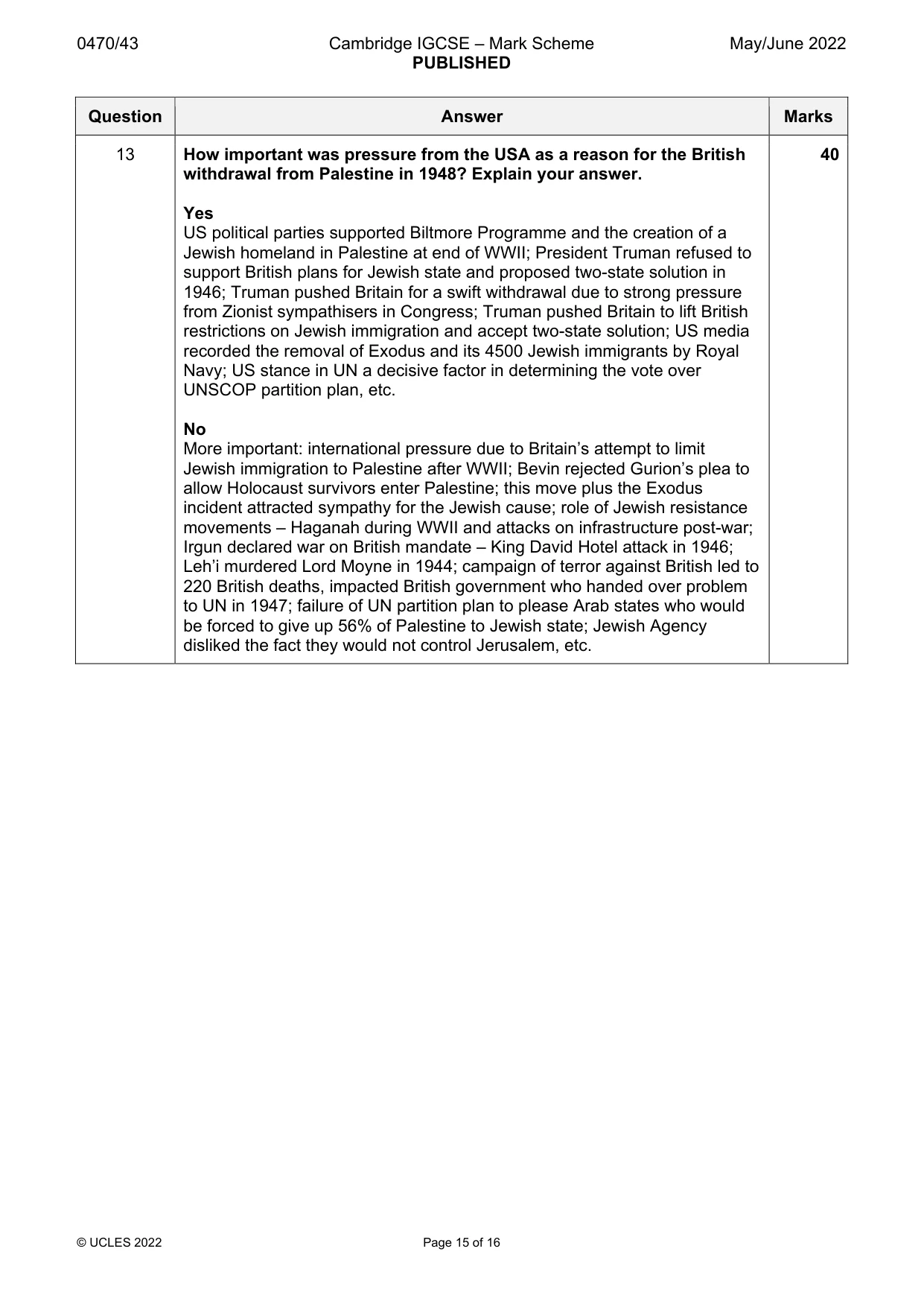 Mark scheme, page 15 of 16