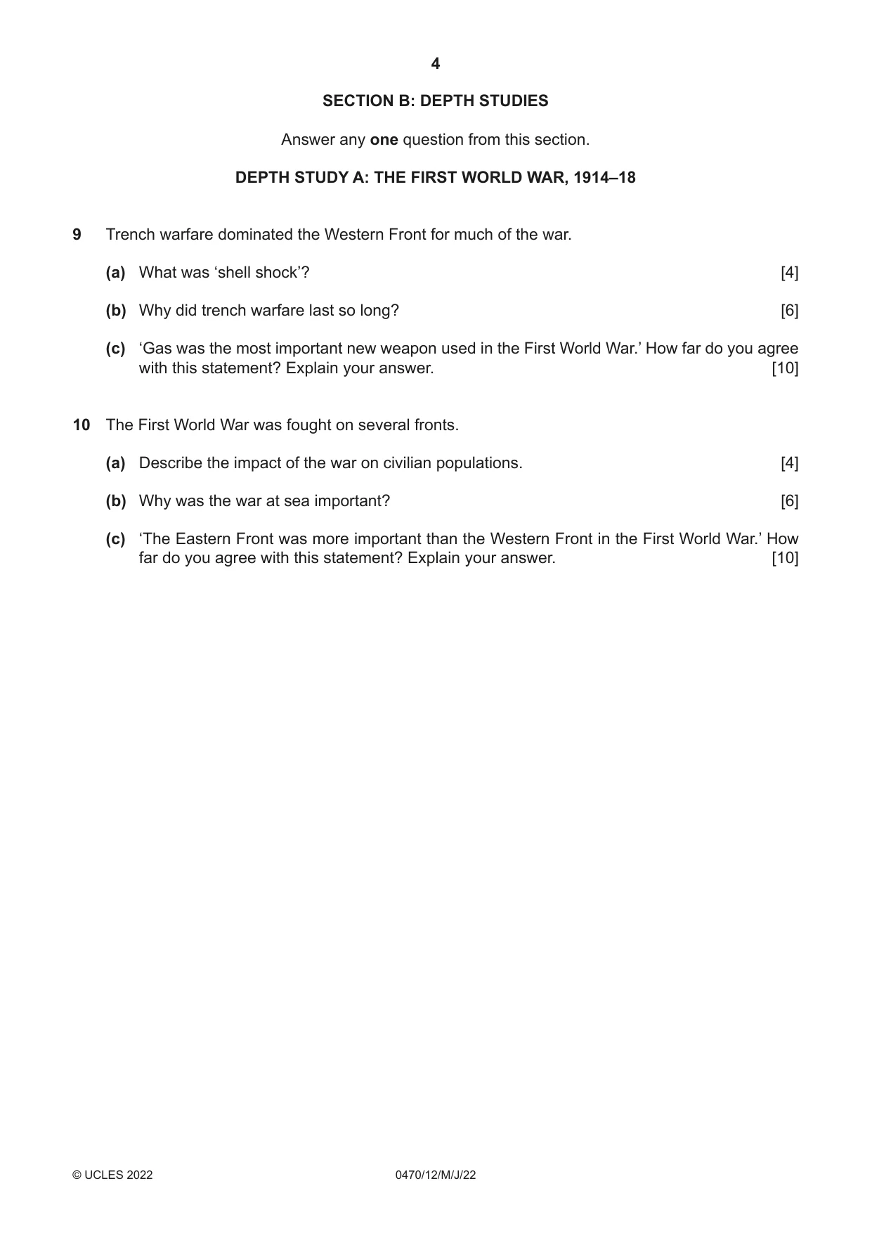 Cambridge IGCSE History 0470 2022 May/June Paper 1 · Variant 2 question paper, page 4 of 12