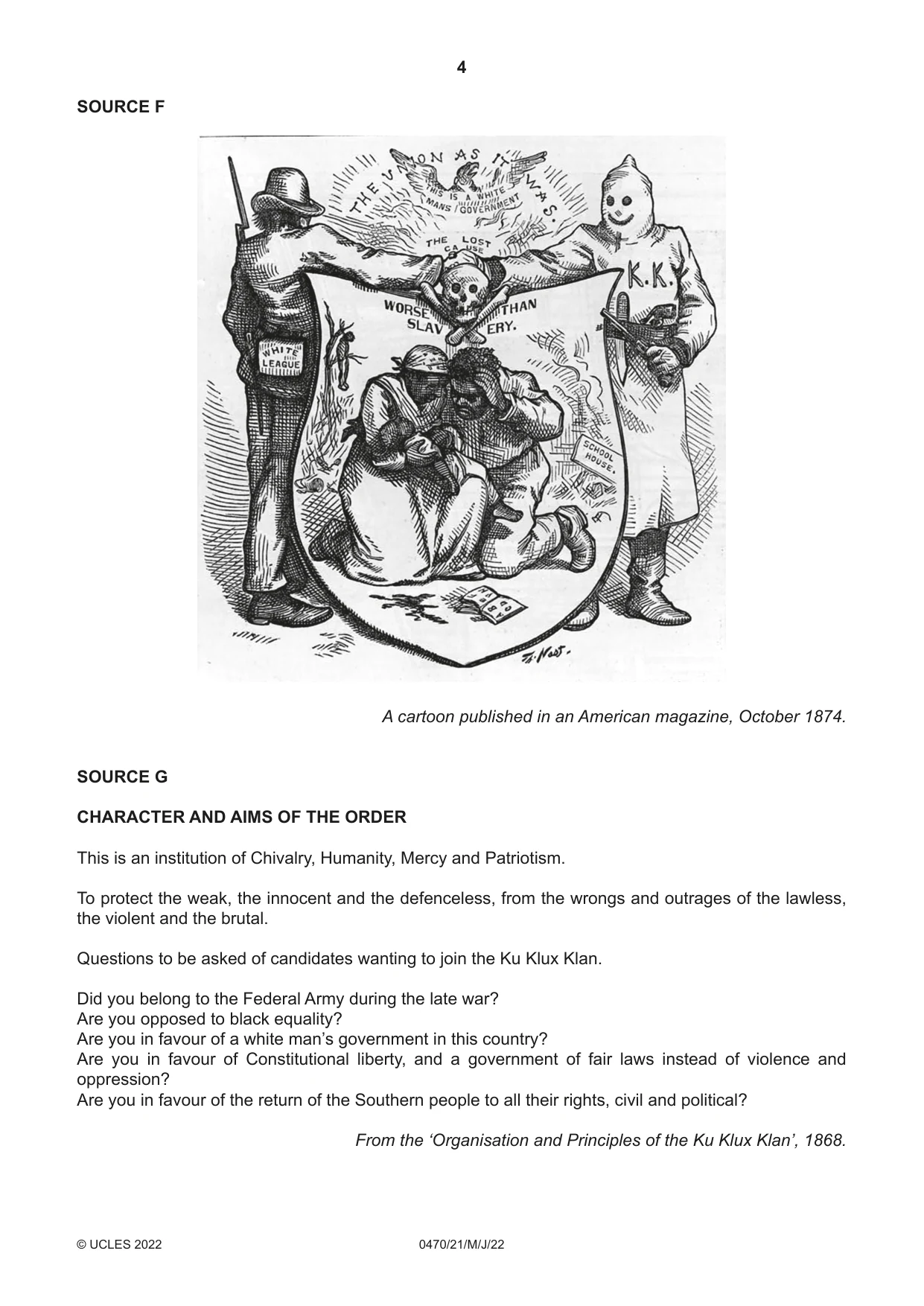 Cambridge IGCSE History 0470 2022 May/June Paper 2 · Variant 1 question paper, page 4 of 12