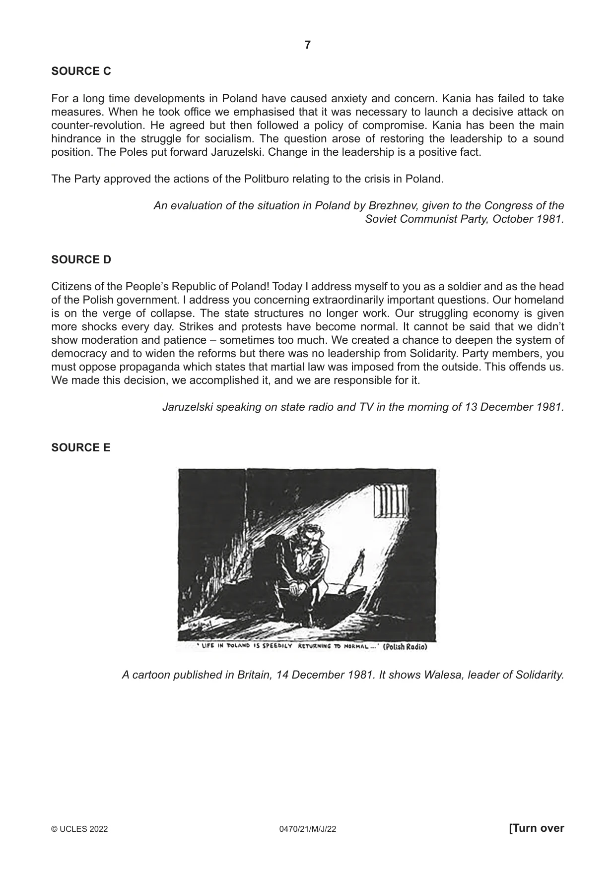 Cambridge IGCSE History 0470 2022 May/June Paper 2 · Variant 1 question paper, page 7 of 12