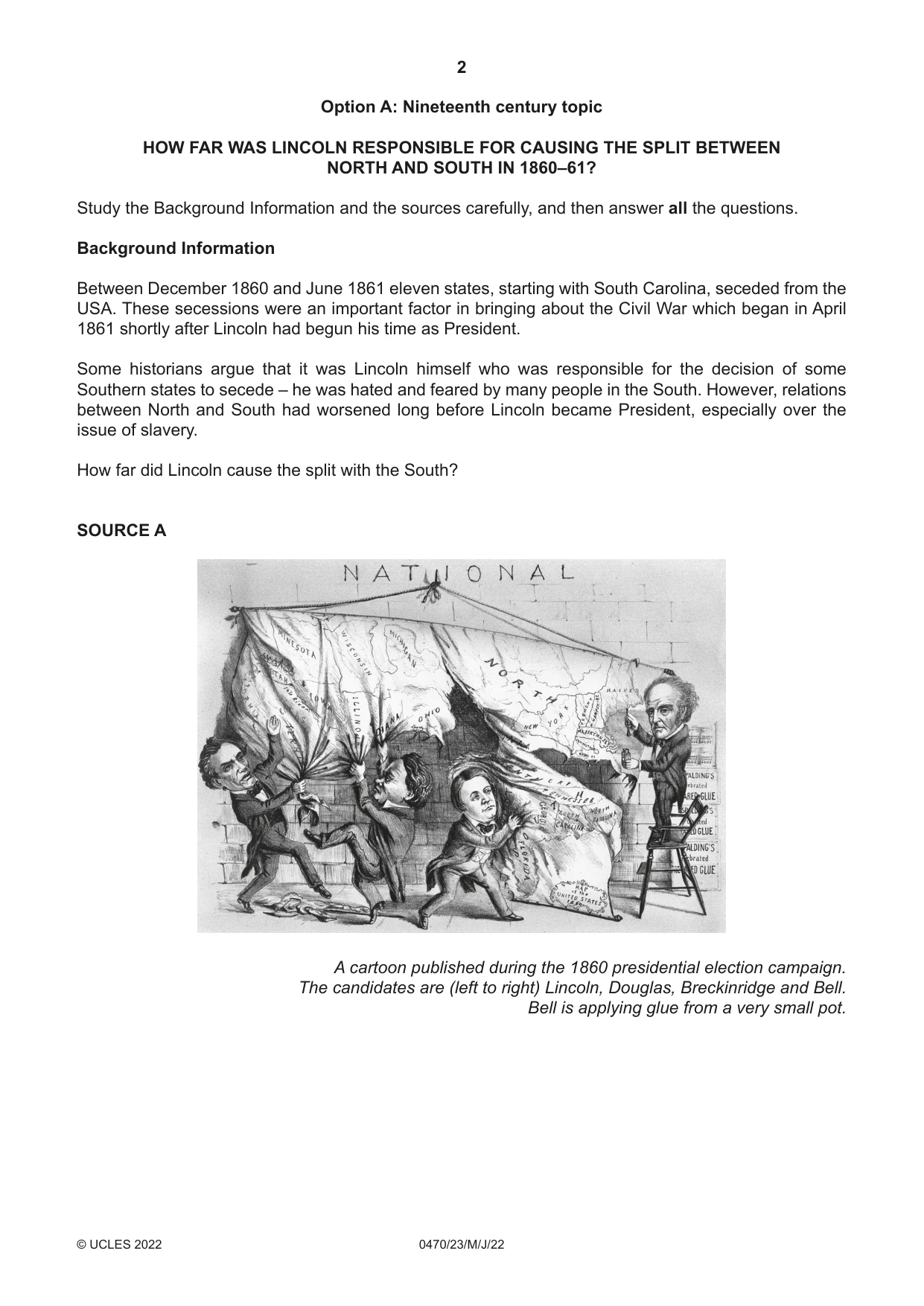 Cambridge IGCSE History 0470 2022 May/June Paper 2 · Variant 3 question paper, page 2 of 12