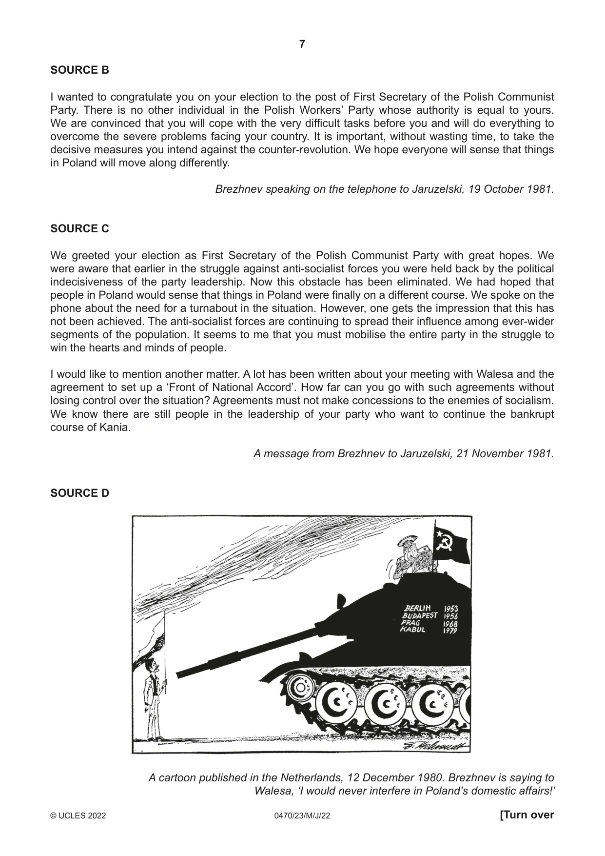 Cambridge IGCSE History 0470 2022 May/June Paper 2 · Variant 3 question paper, page 7 of 12