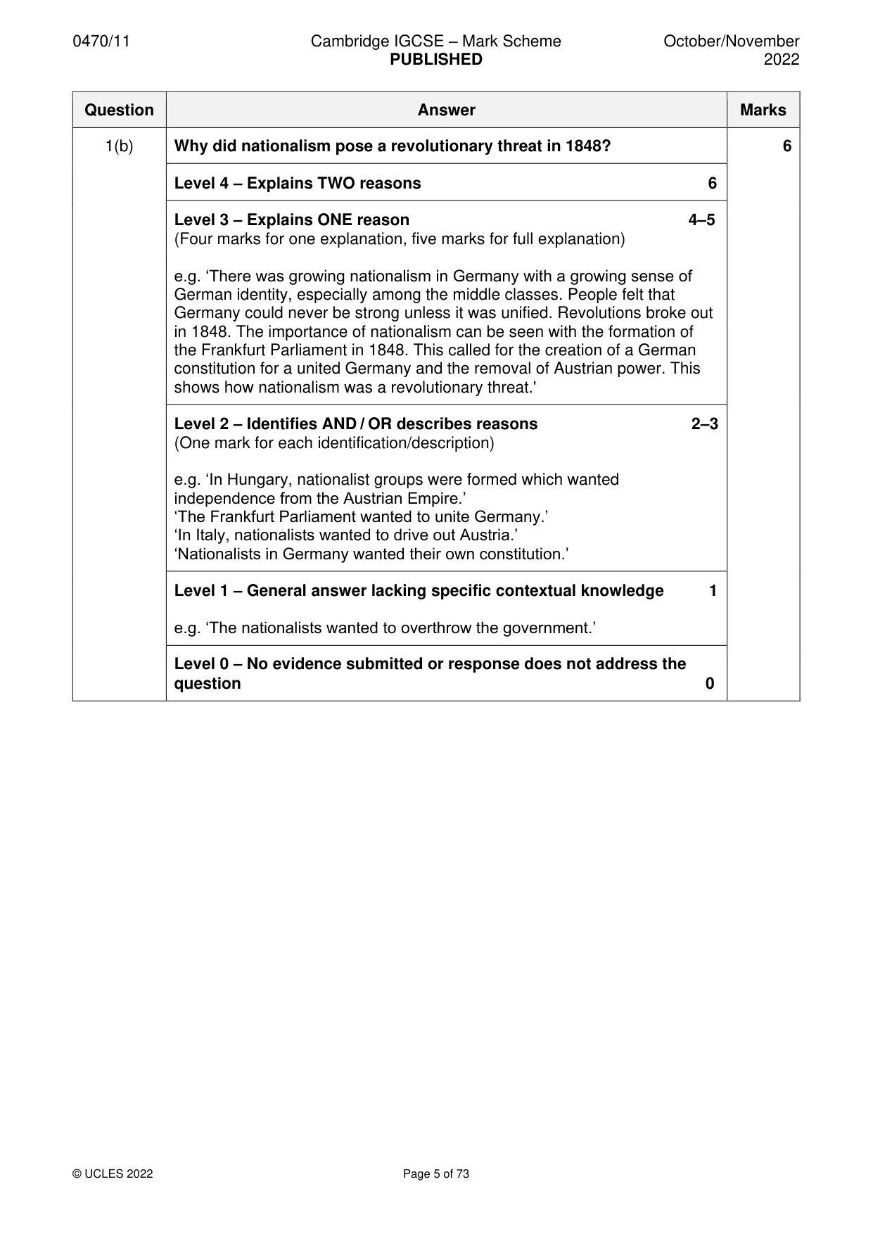 Mark scheme, page 5 of 73