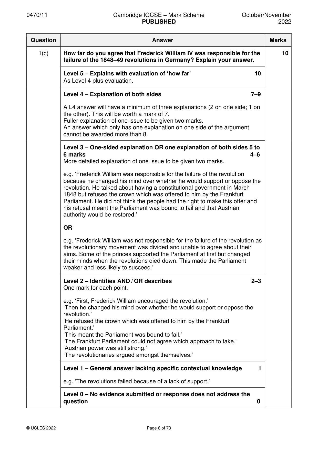 Mark scheme, page 6 of 73