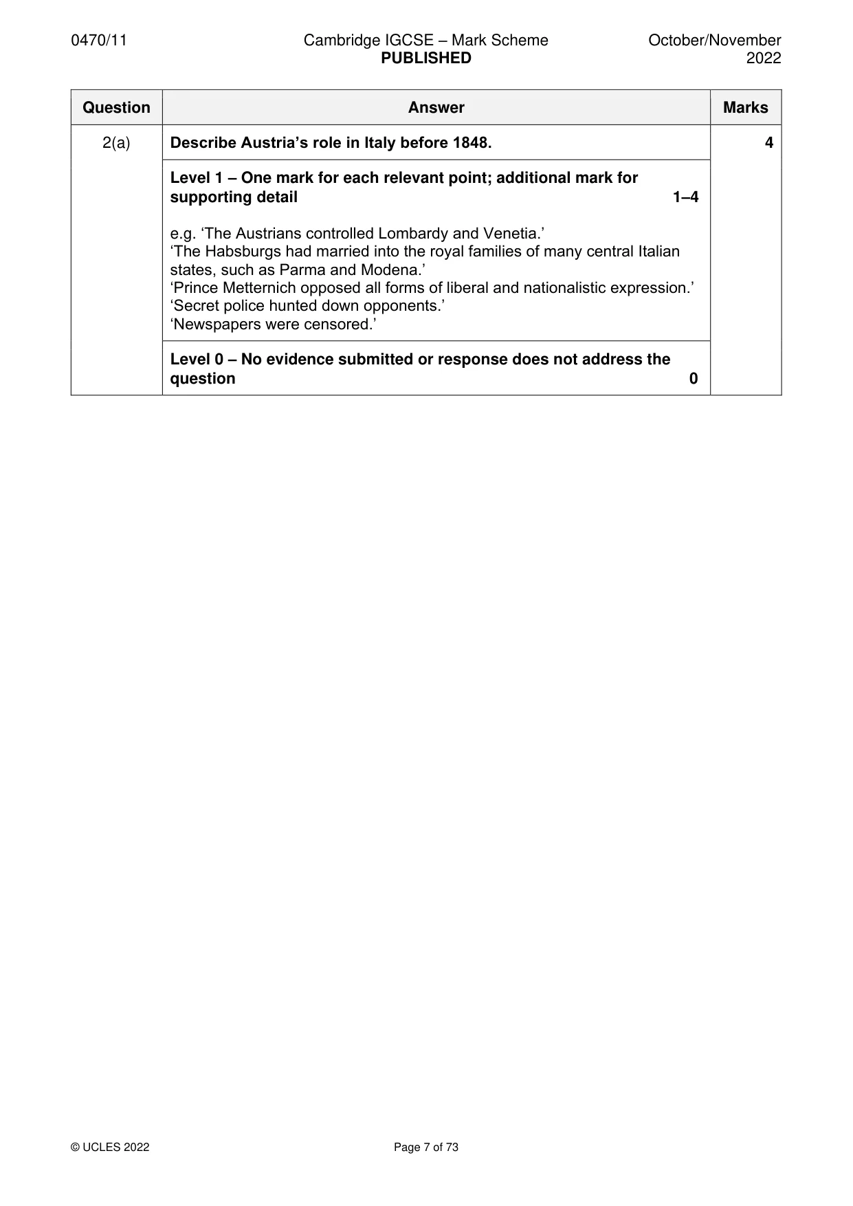 Mark scheme, page 7 of 73