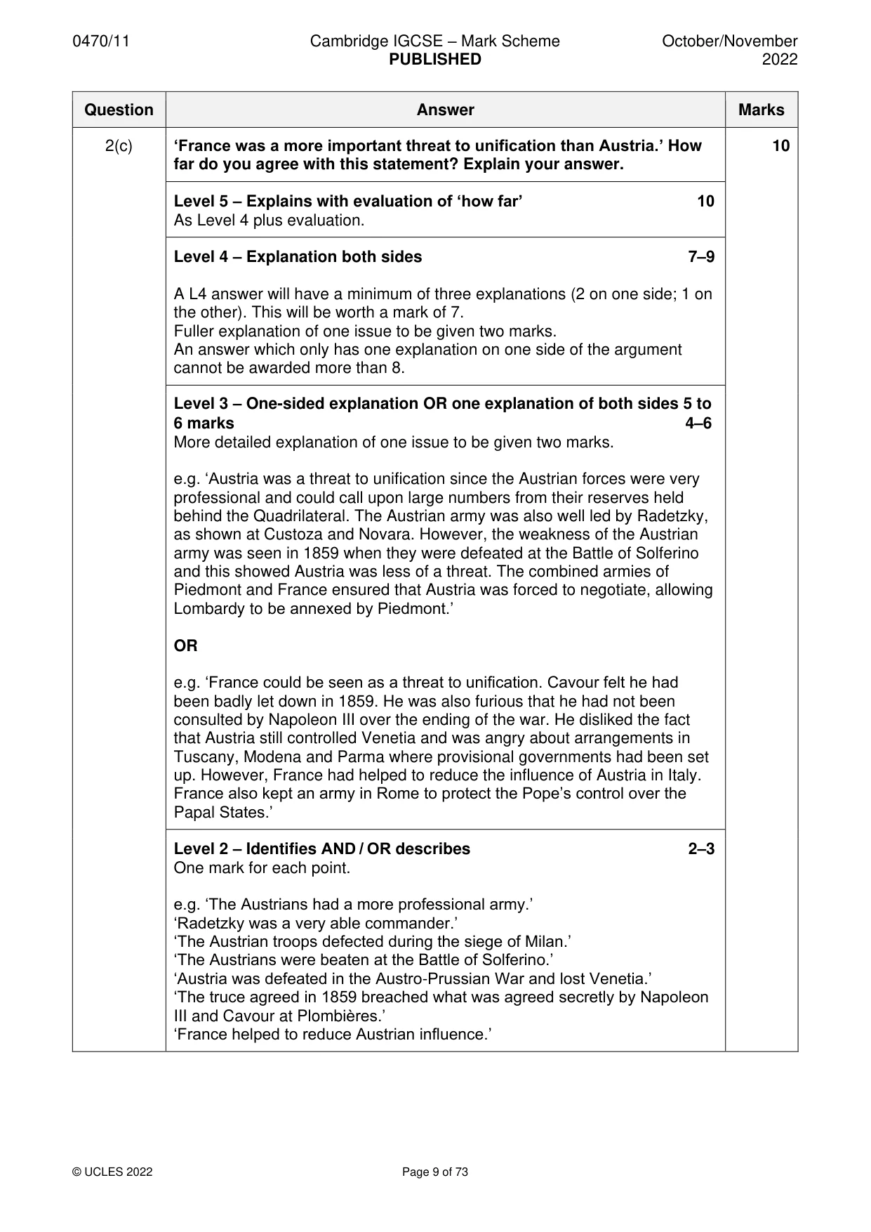 Mark scheme, page 9 of 73