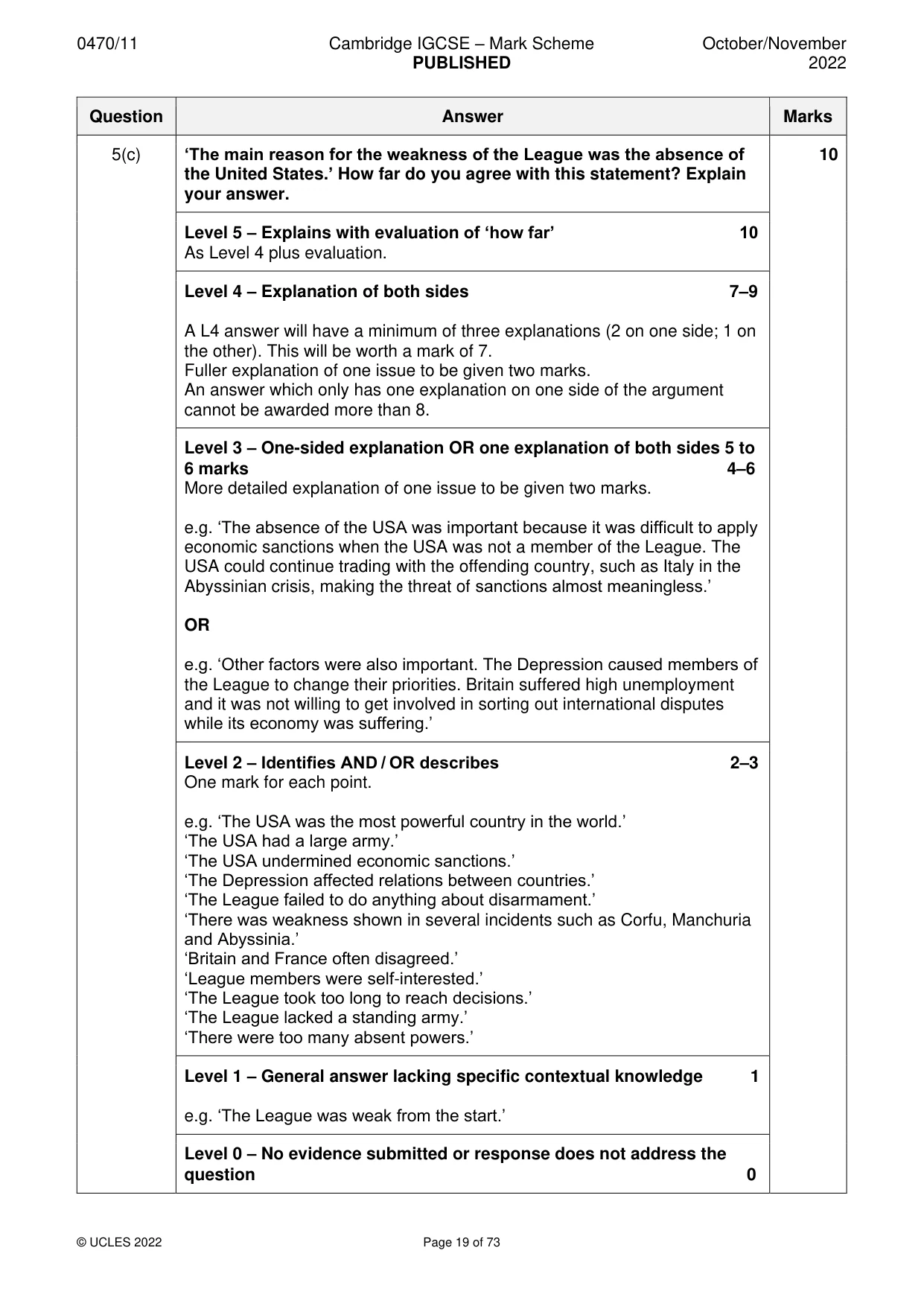 Mark scheme, page 19 of 73