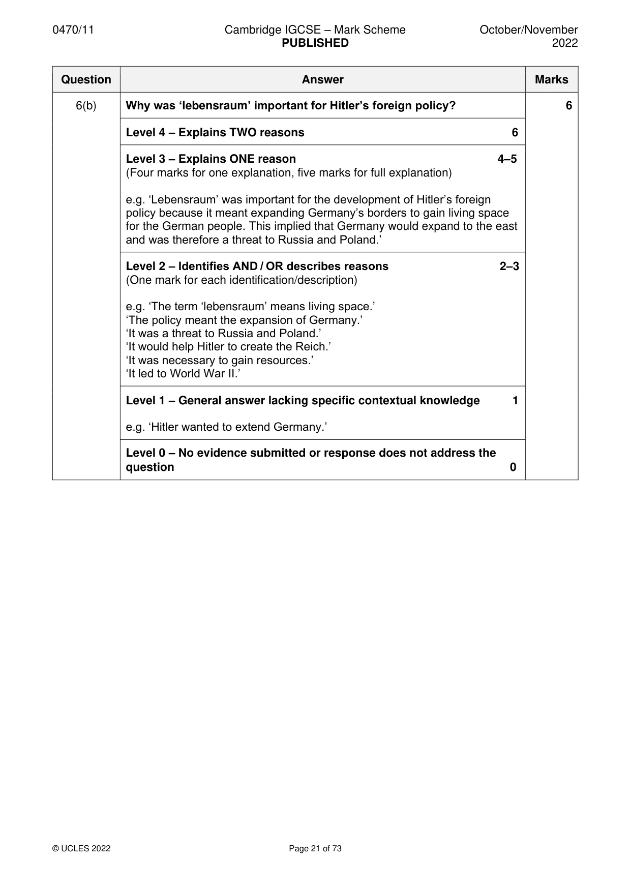 Mark scheme, page 21 of 73