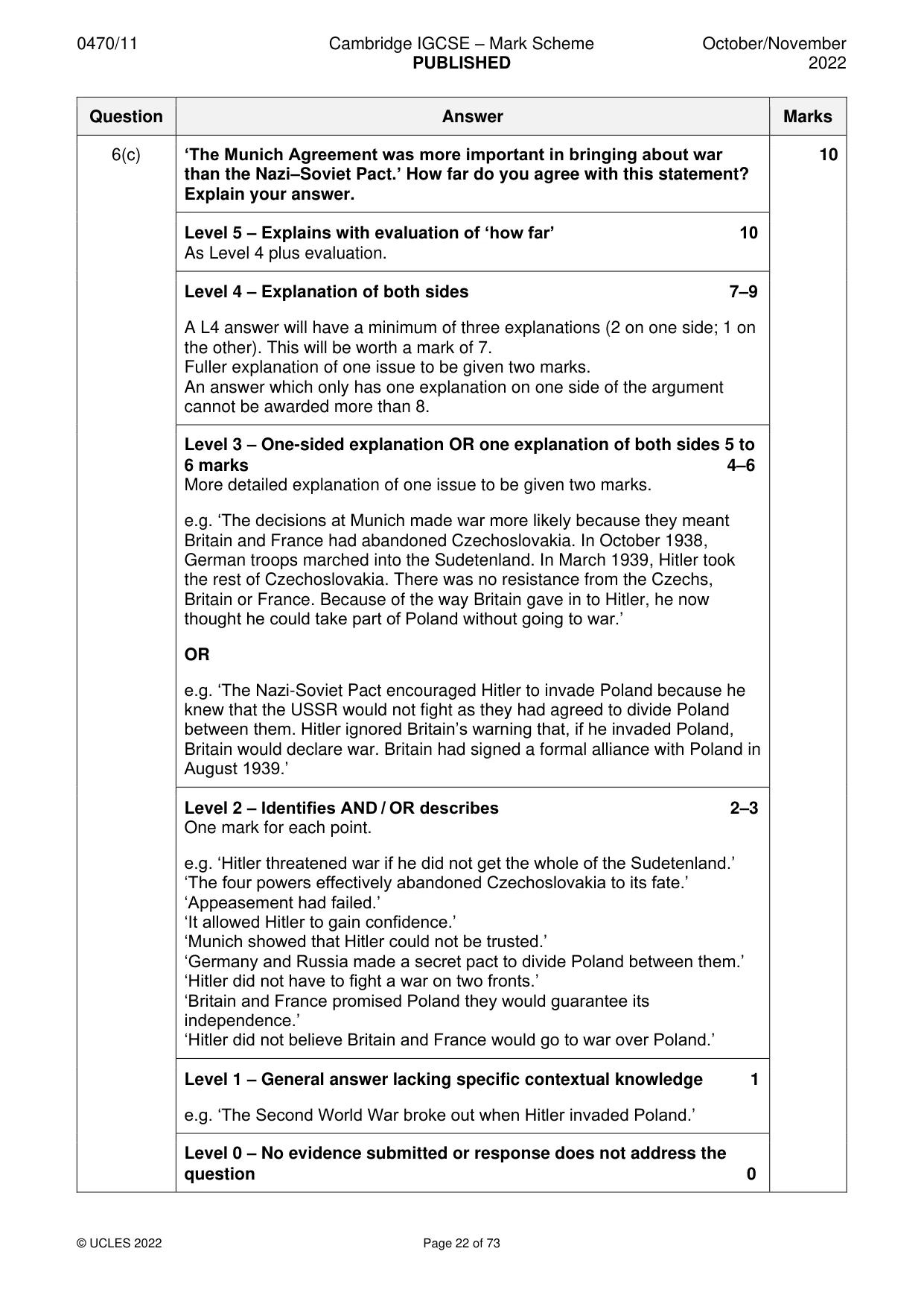 Mark scheme, page 22 of 73