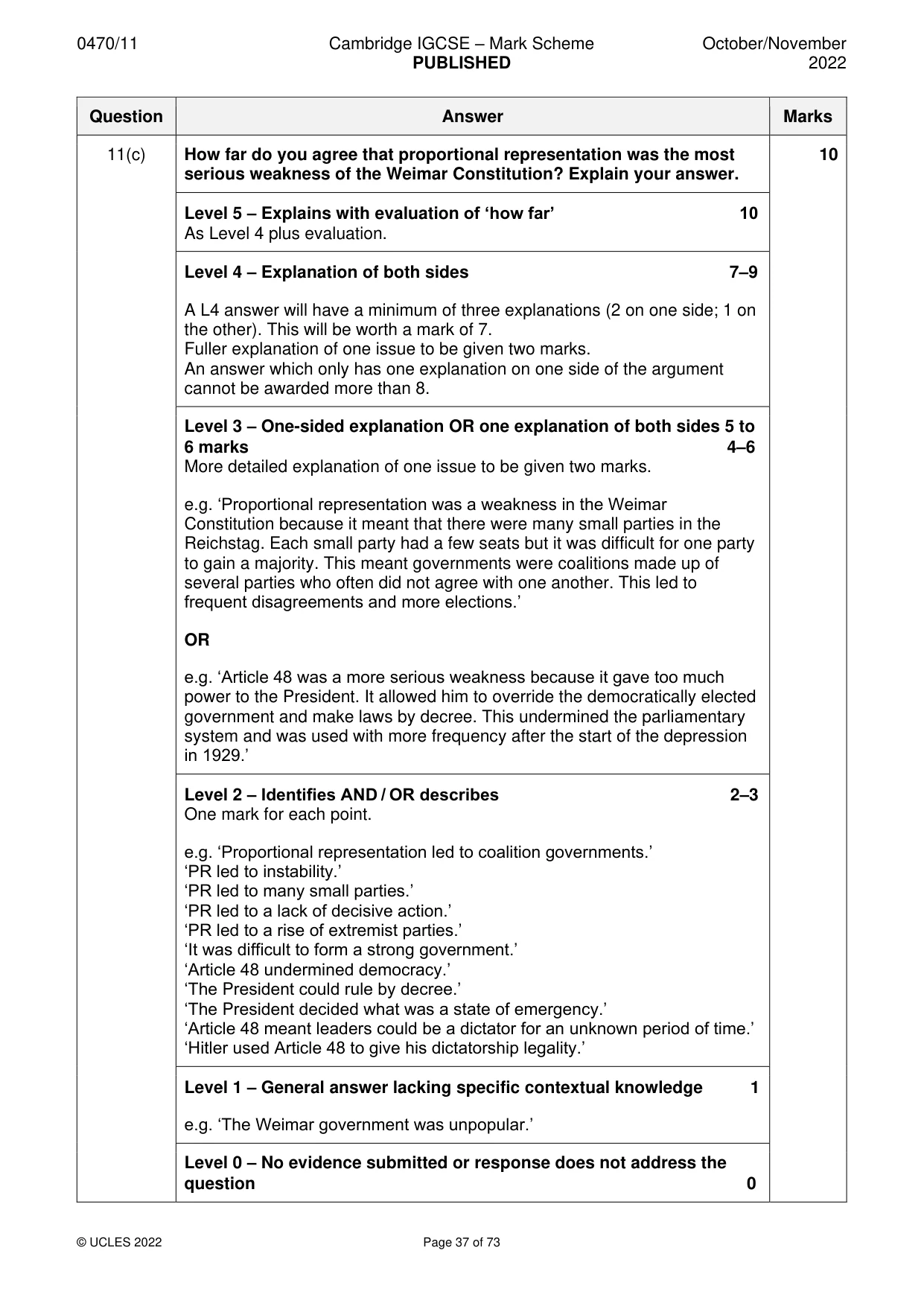 Mark scheme, page 37 of 73