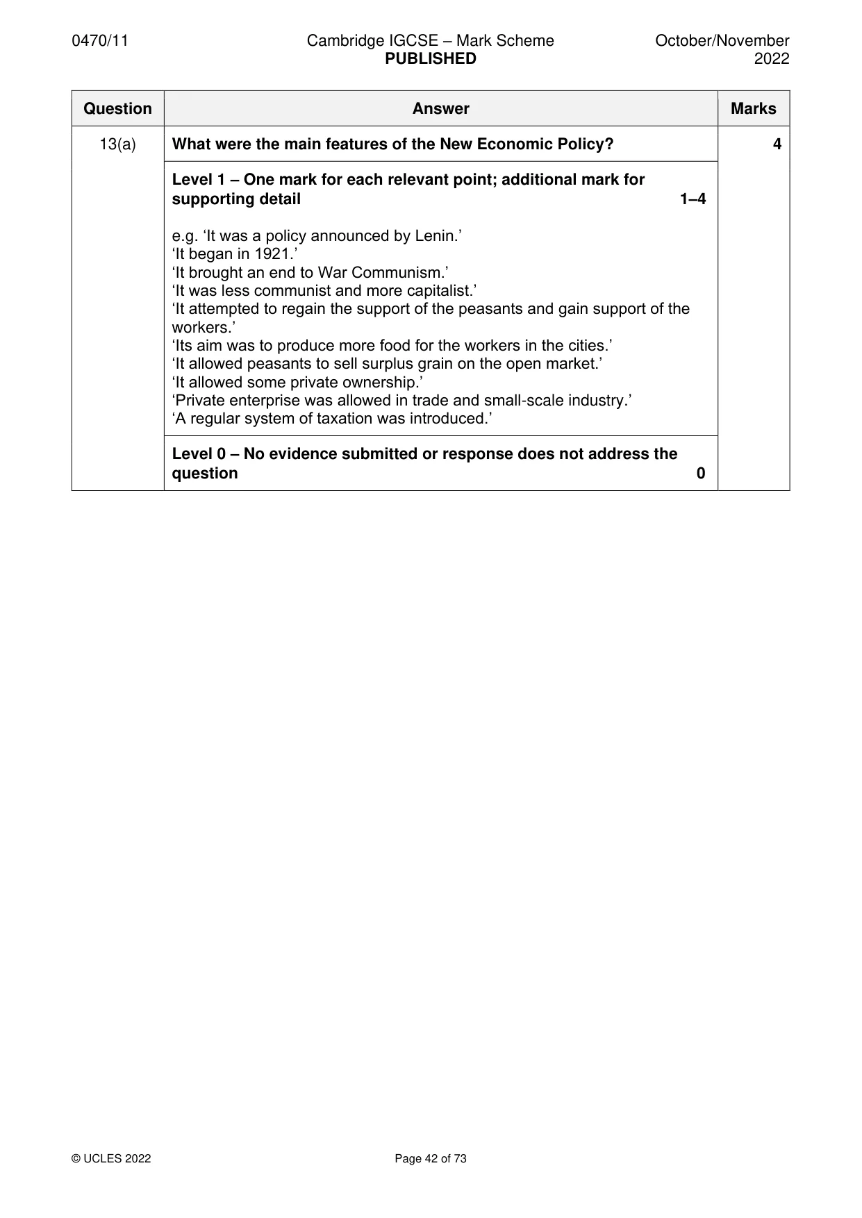 Mark scheme, page 42 of 73