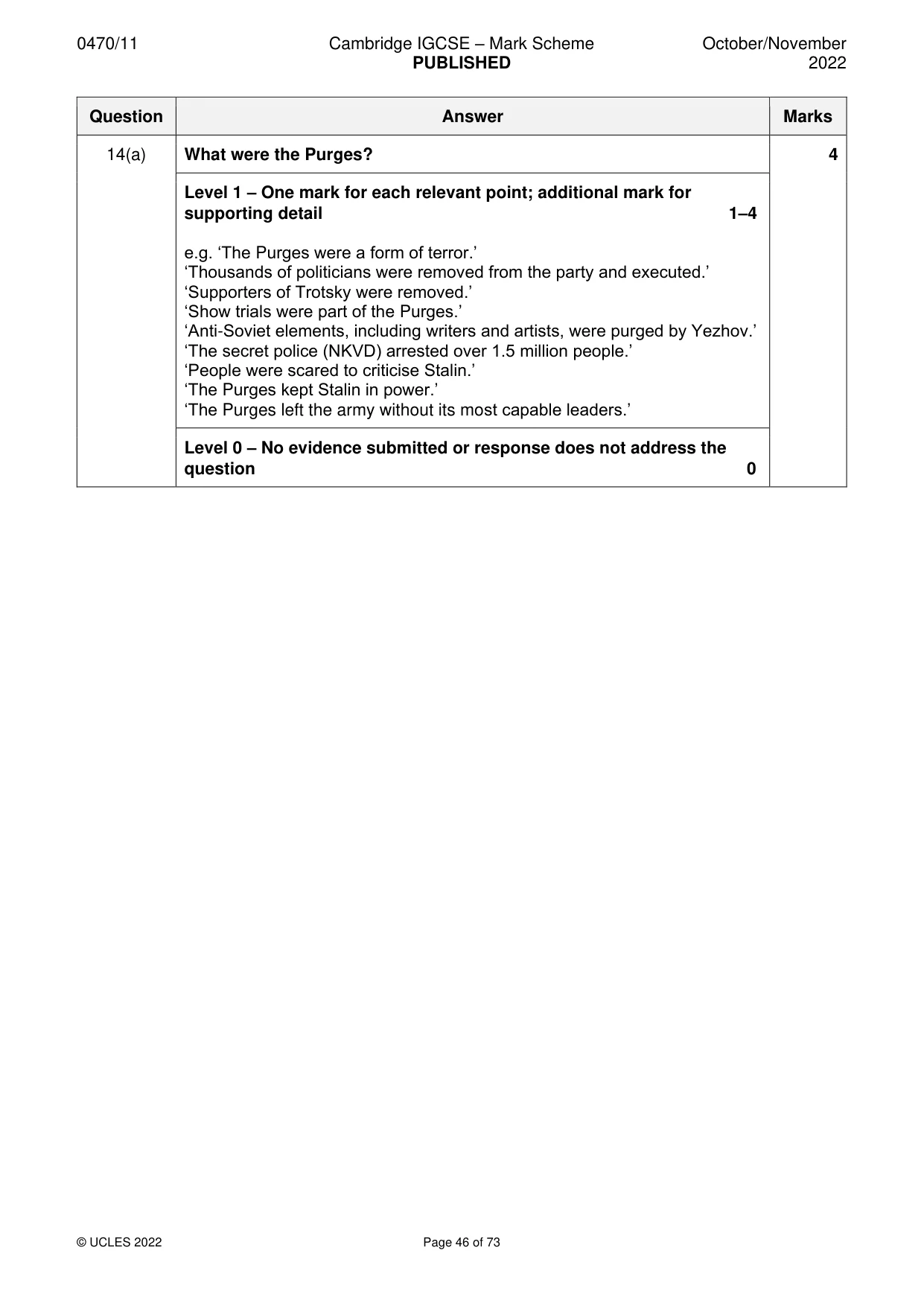 Mark scheme, page 46 of 73