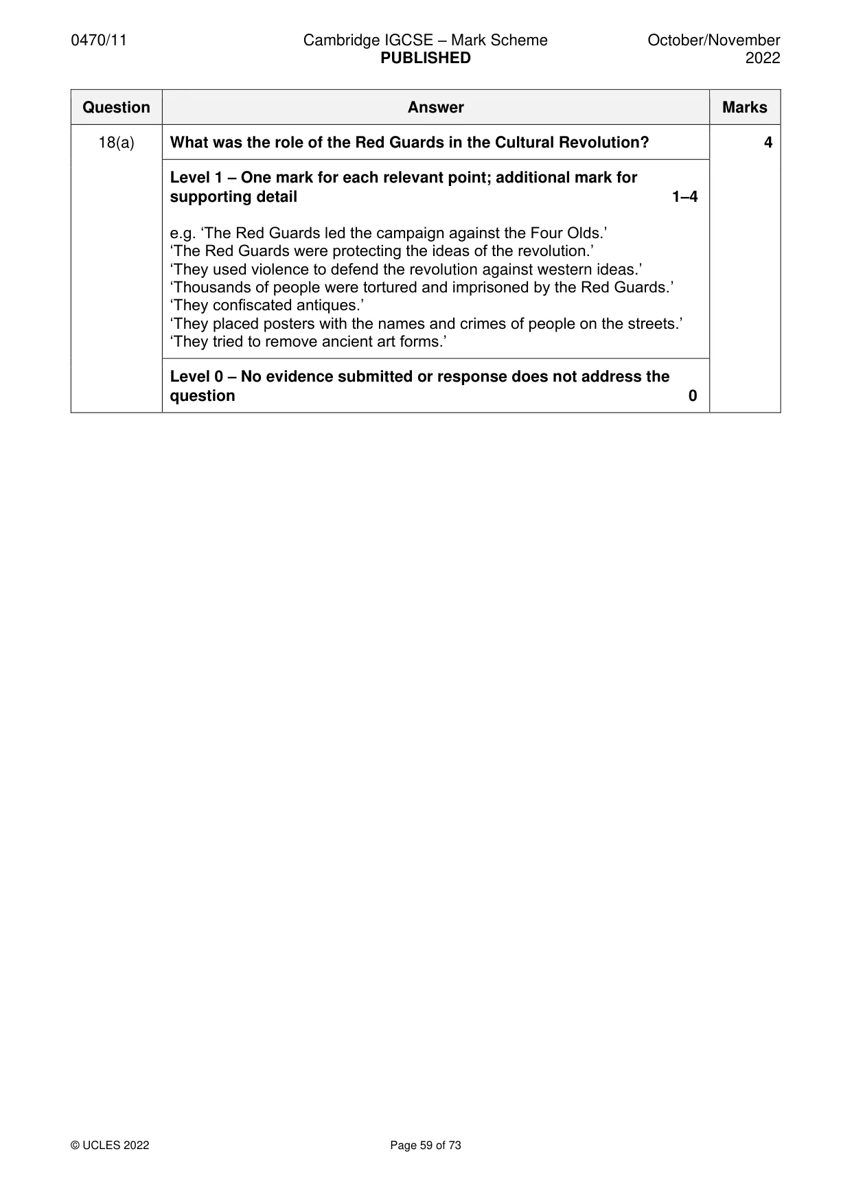 Mark scheme, page 59 of 73