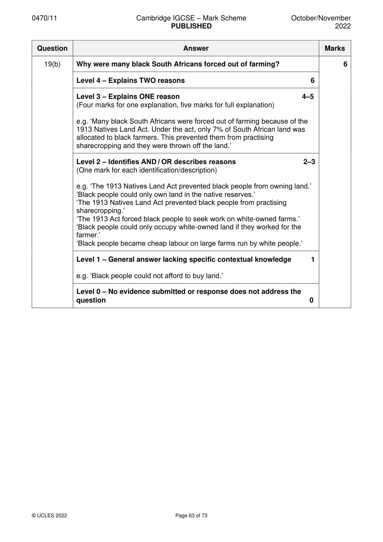 Mark scheme, page 63 of 73
