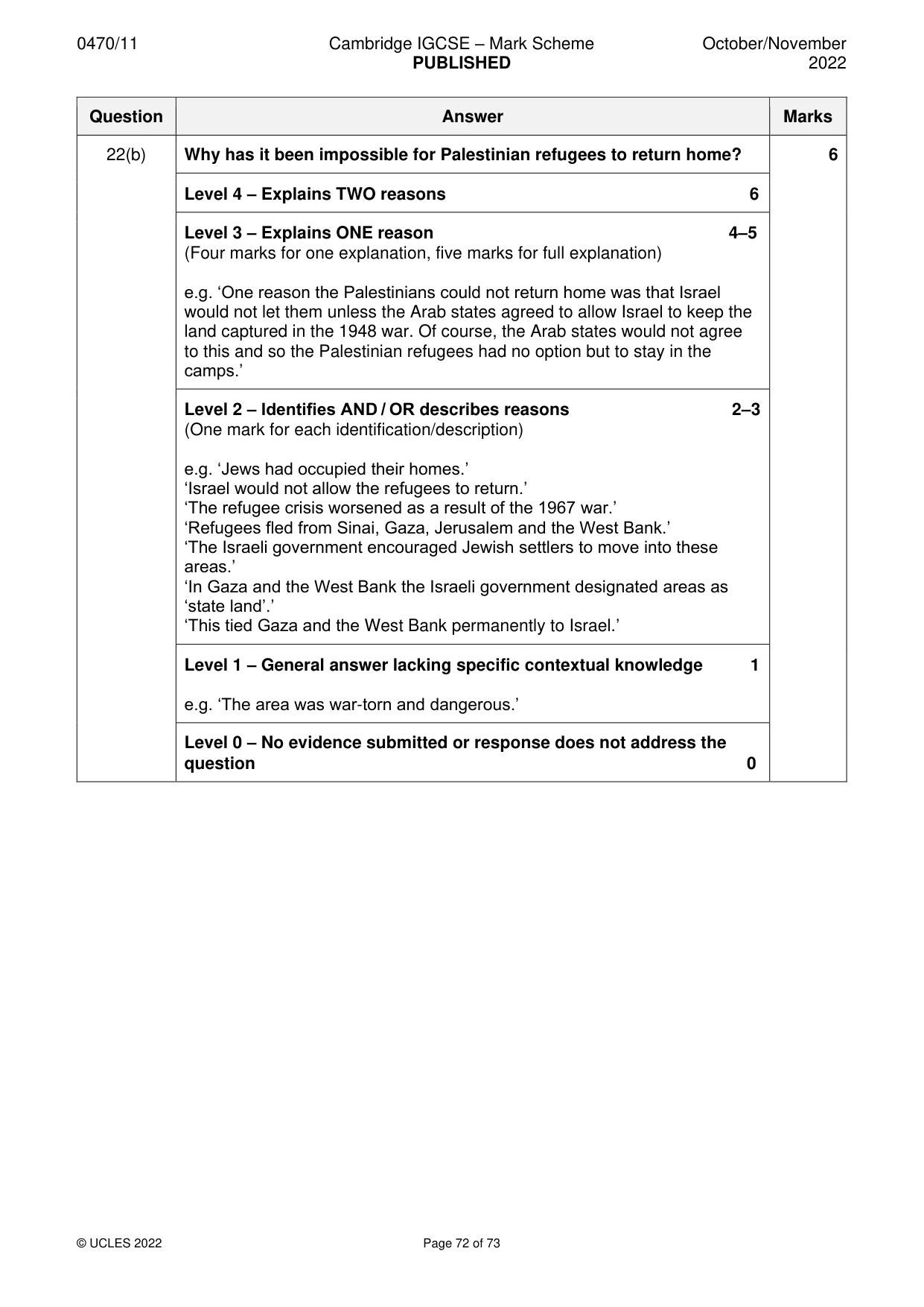Mark scheme, page 72 of 73