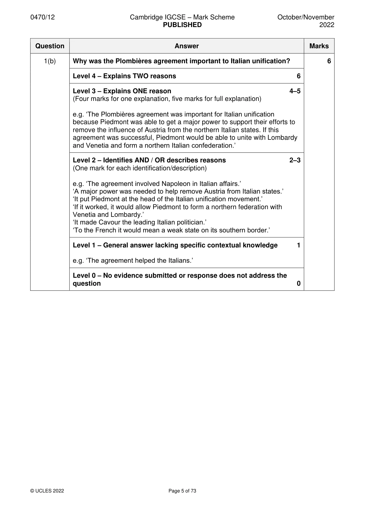Mark scheme, page 5 of 73