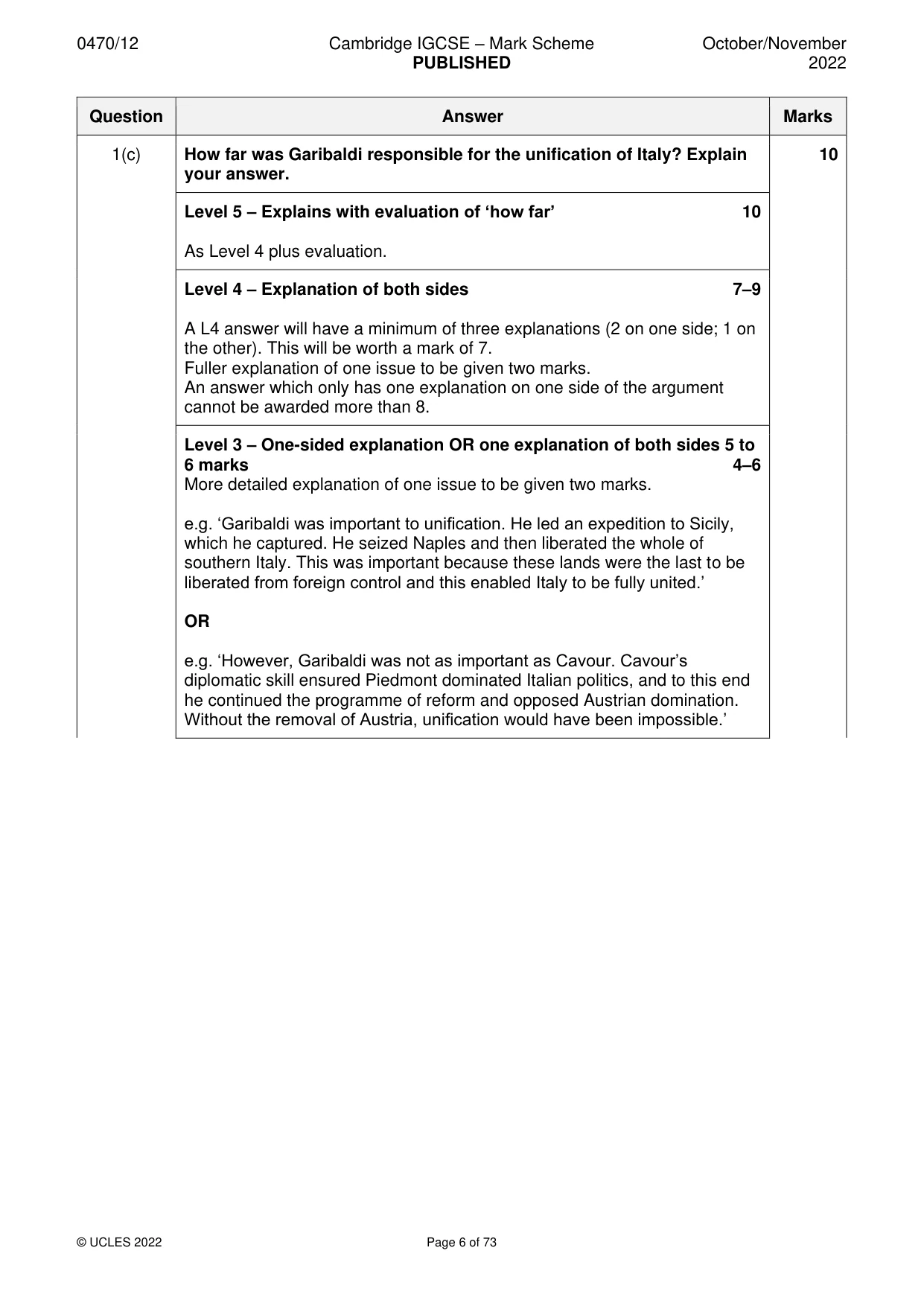 Mark scheme, page 6 of 73