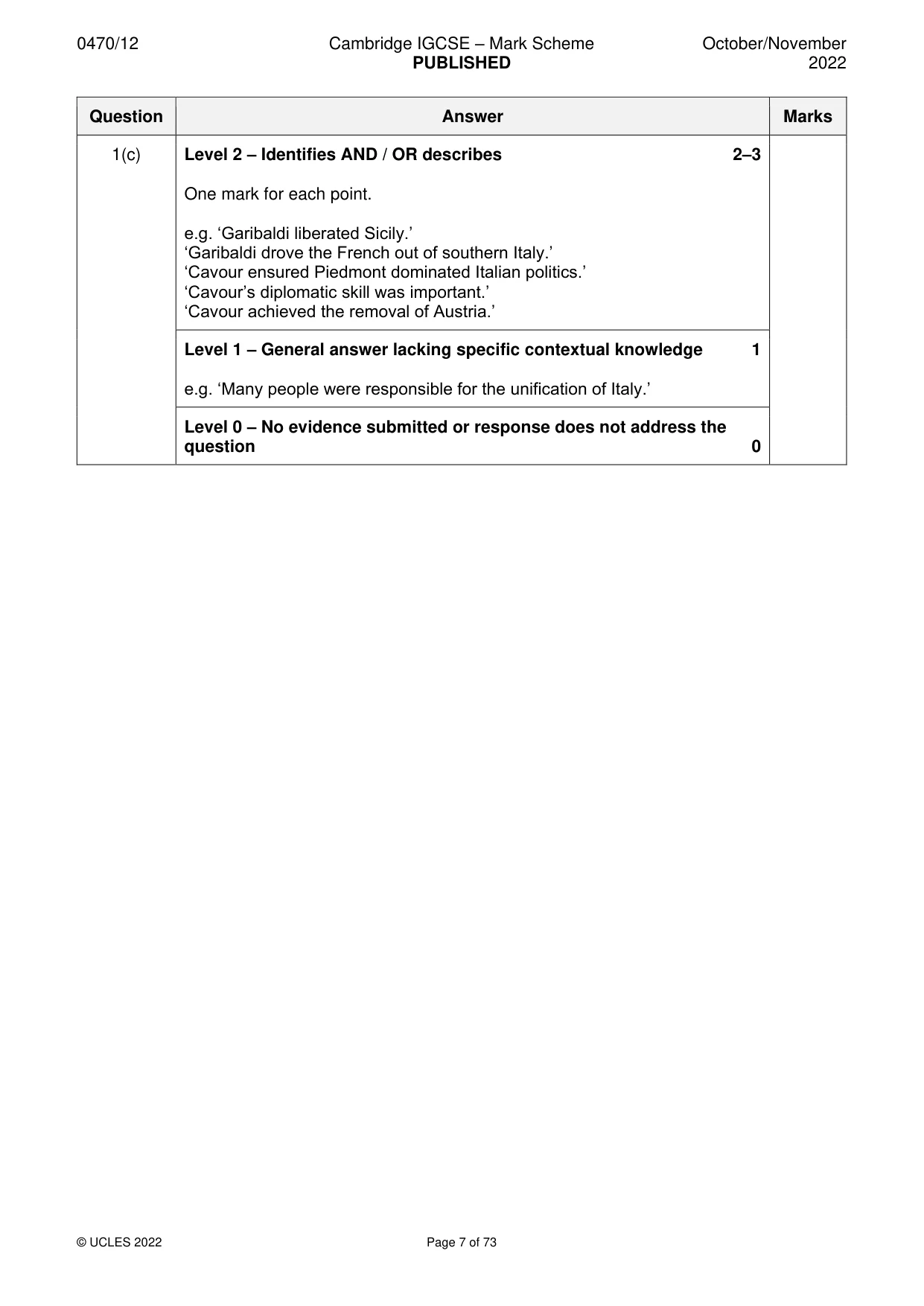 Mark scheme, page 7 of 73