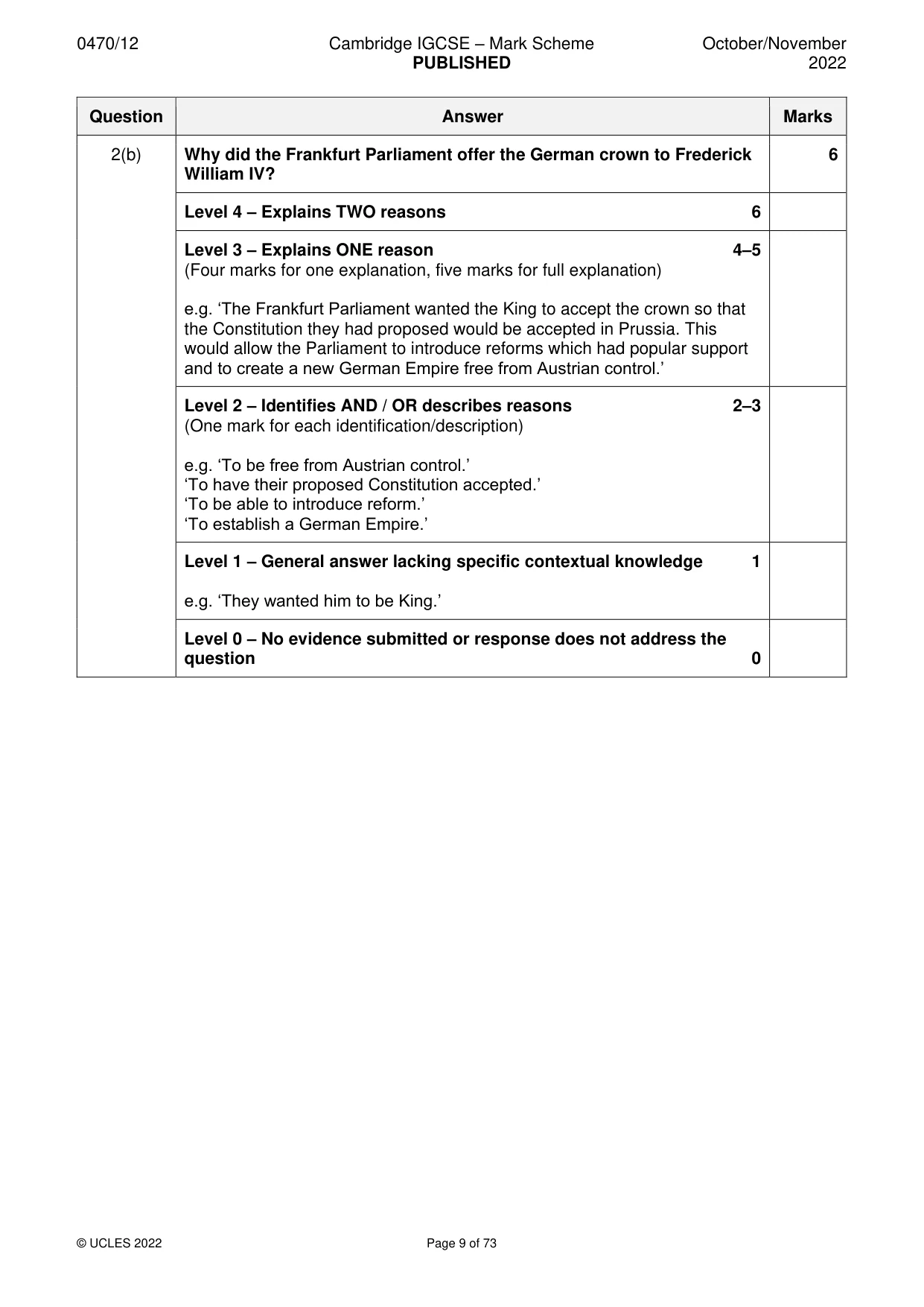 Mark scheme, page 9 of 73