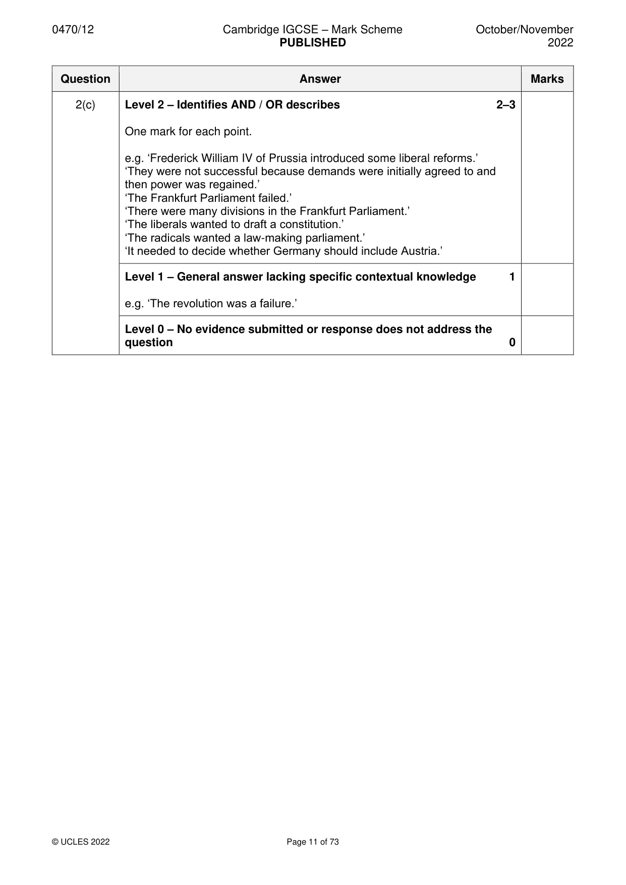 Mark scheme, page 11 of 73