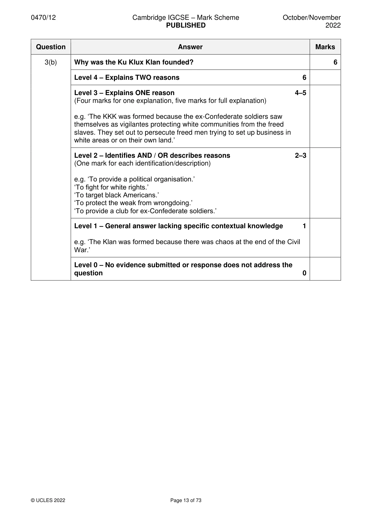 Mark scheme, page 13 of 73