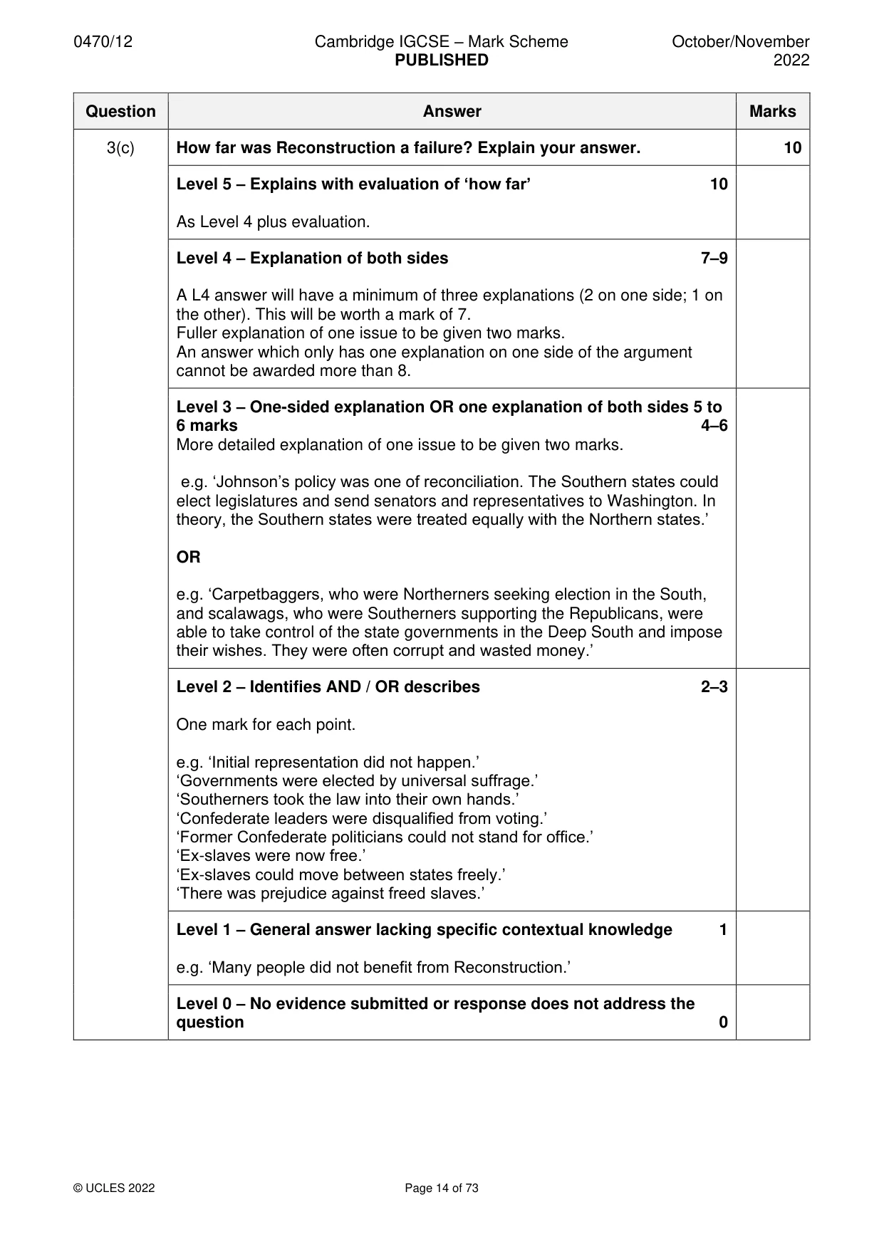 Mark scheme, page 14 of 73