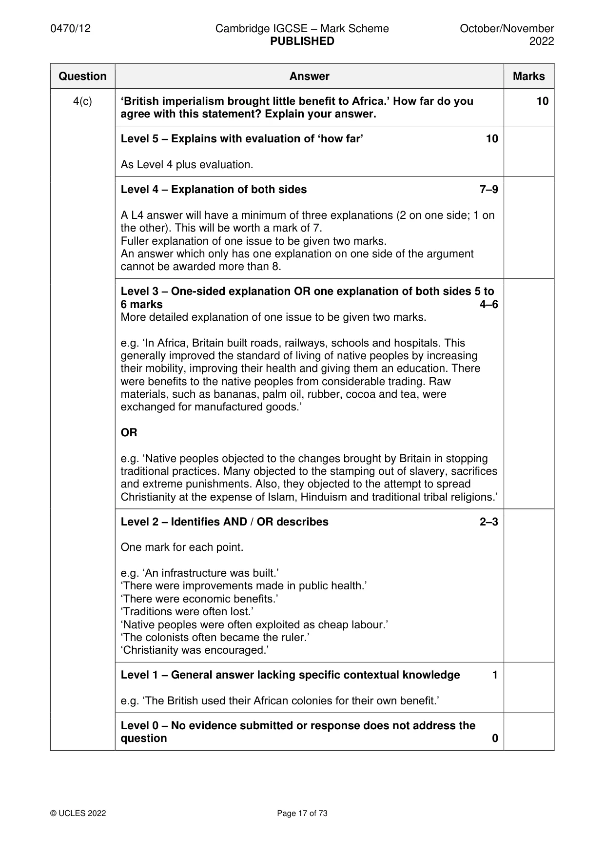 Mark scheme, page 17 of 73