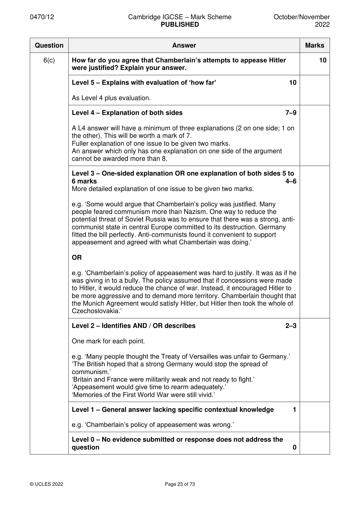 Mark scheme, page 23 of 73