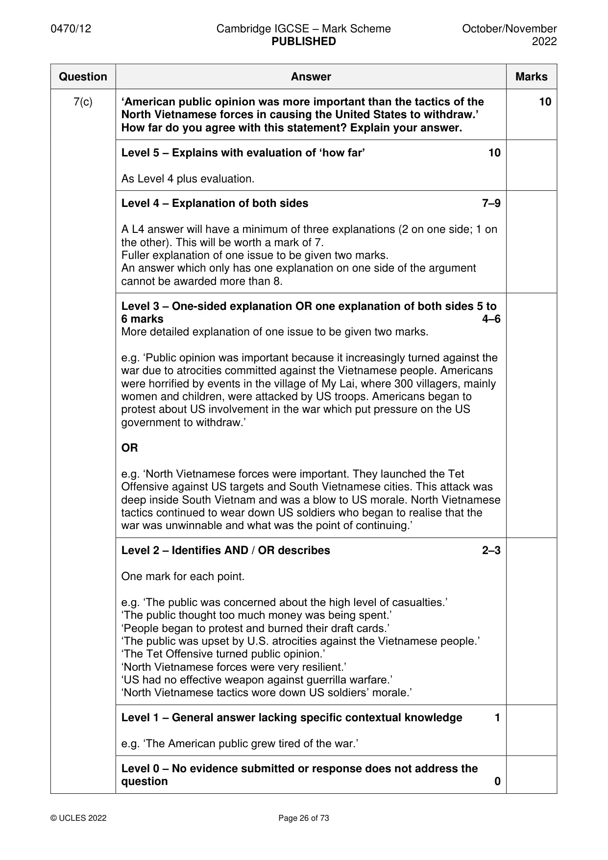 Mark scheme, page 26 of 73