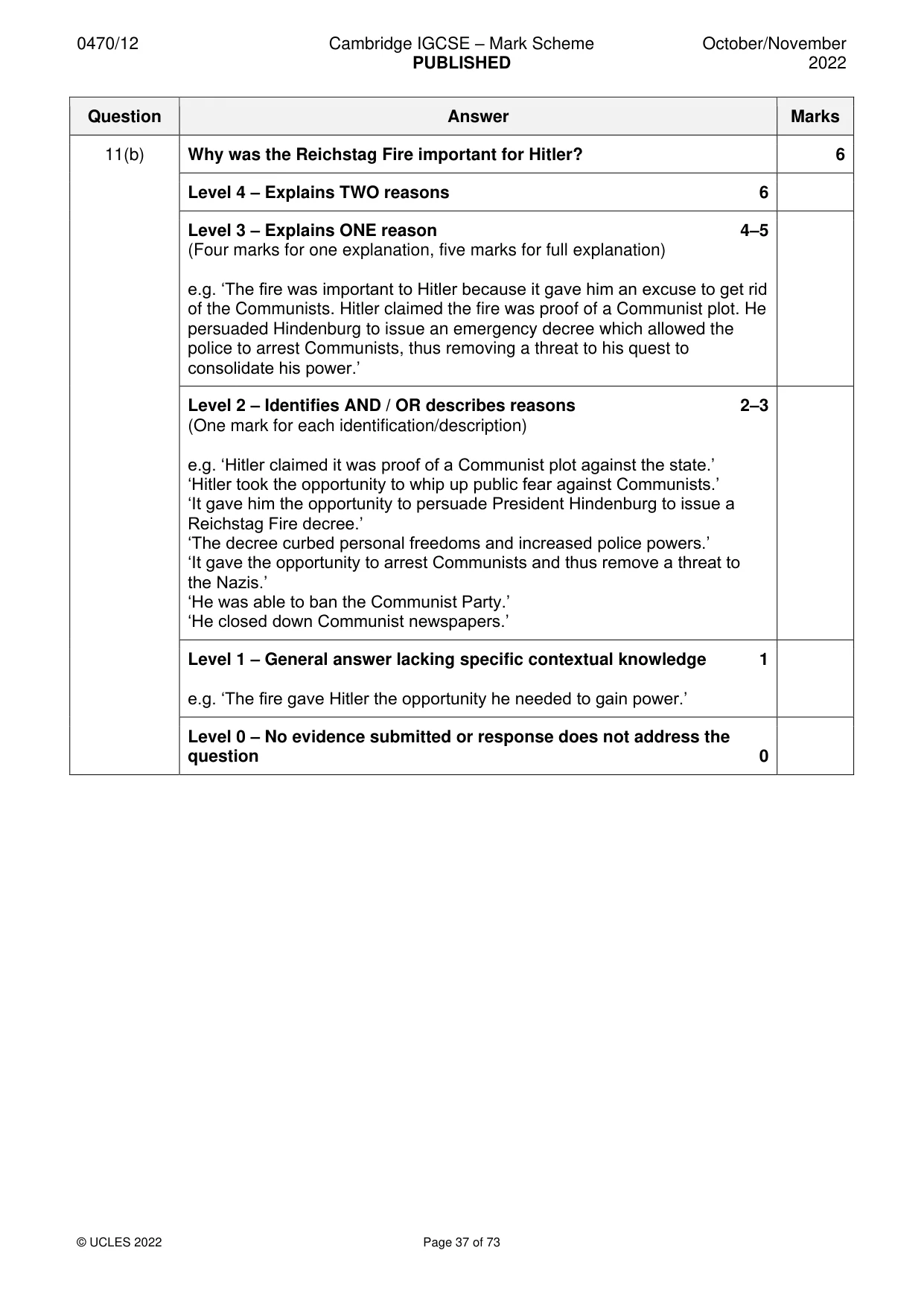 Mark scheme, page 37 of 73