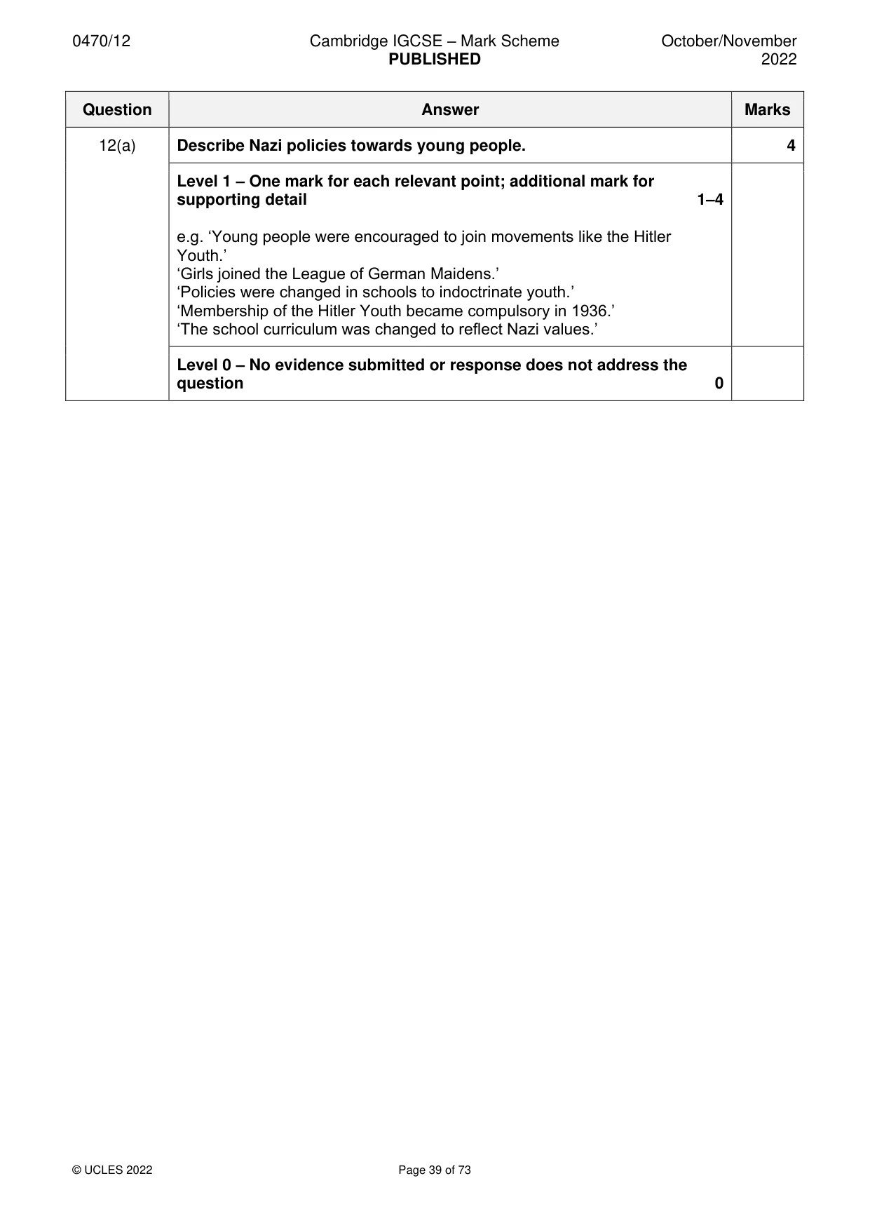 Mark scheme, page 39 of 73