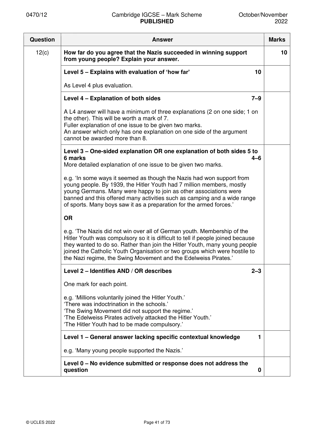 Mark scheme, page 41 of 73