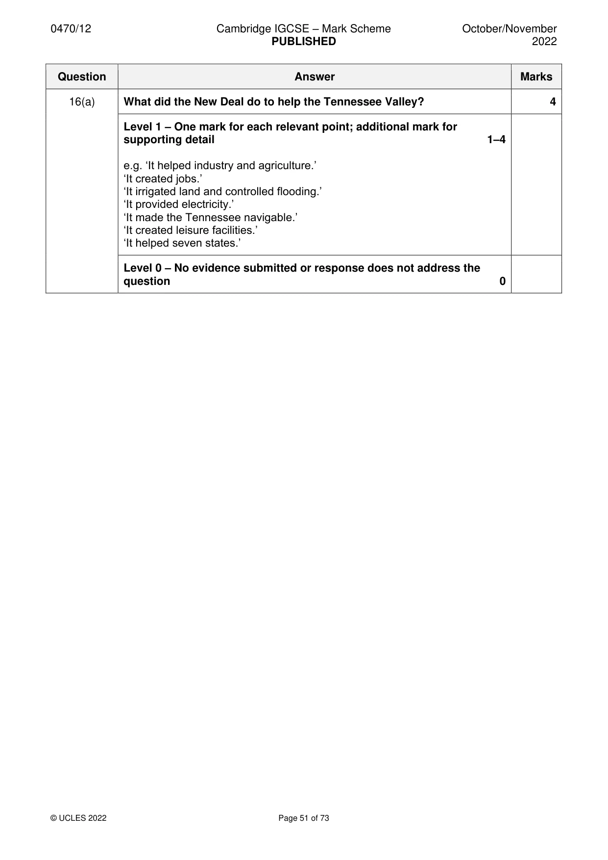 Mark scheme, page 51 of 73