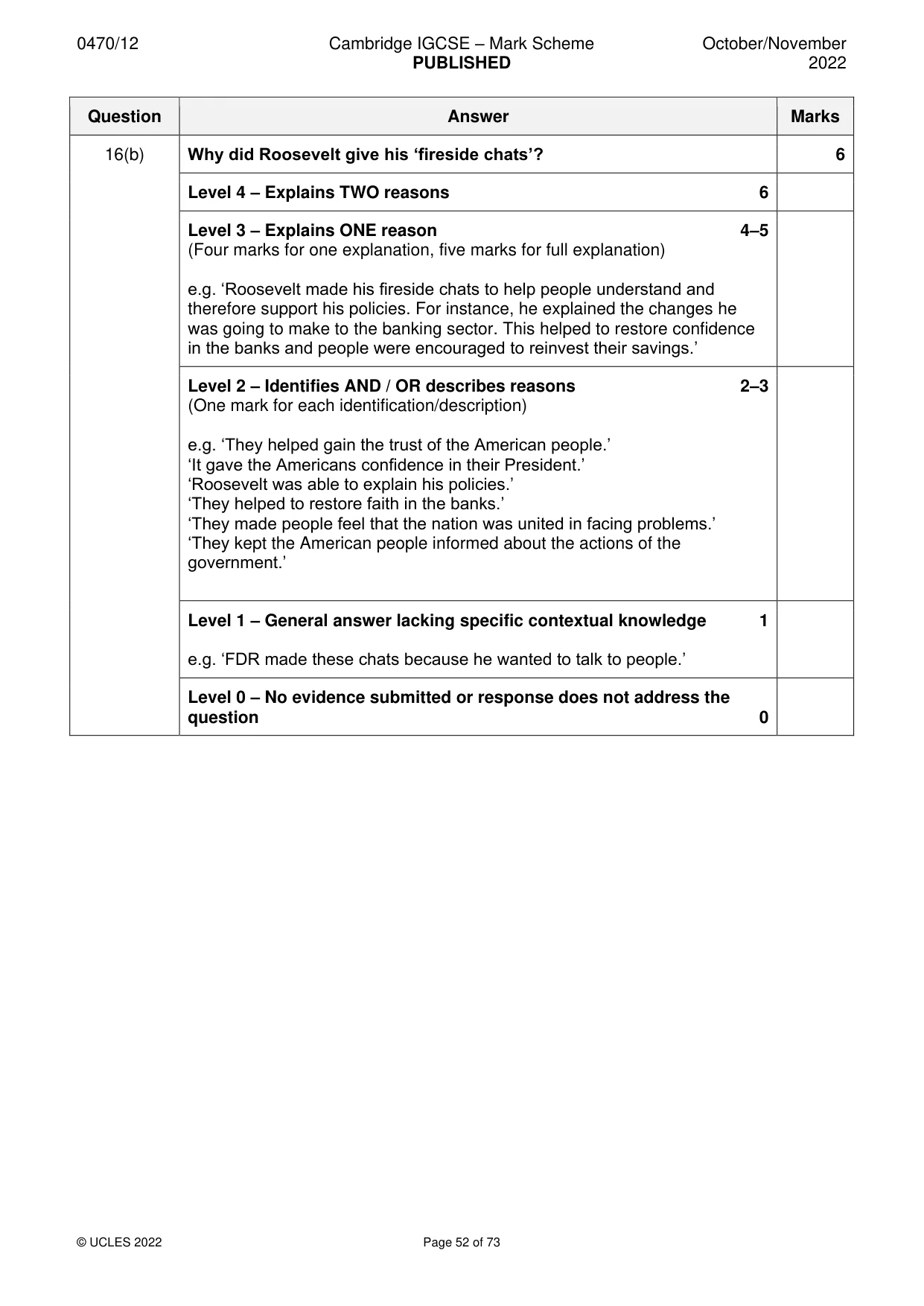 Mark scheme, page 52 of 73