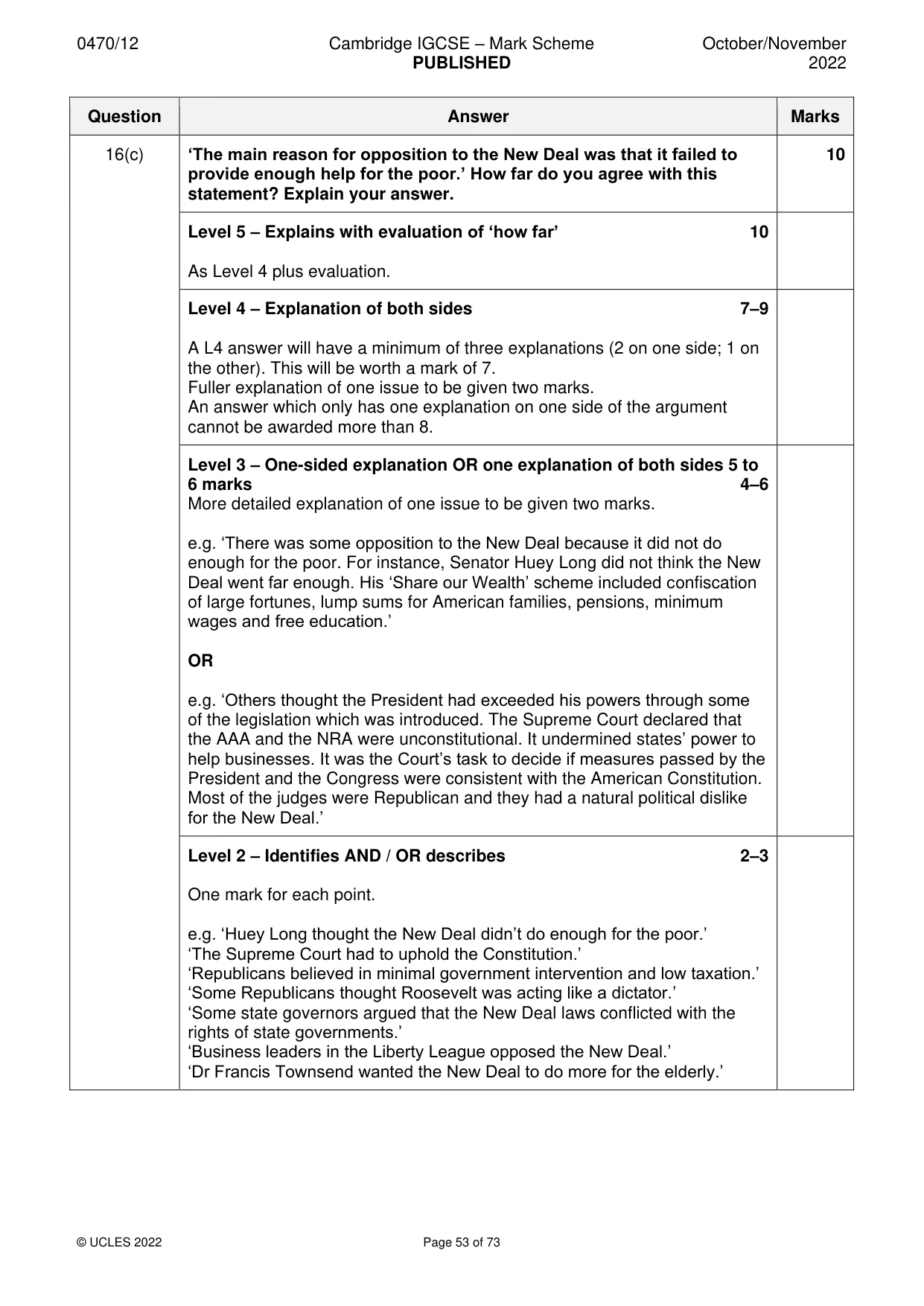 Mark scheme, page 53 of 73