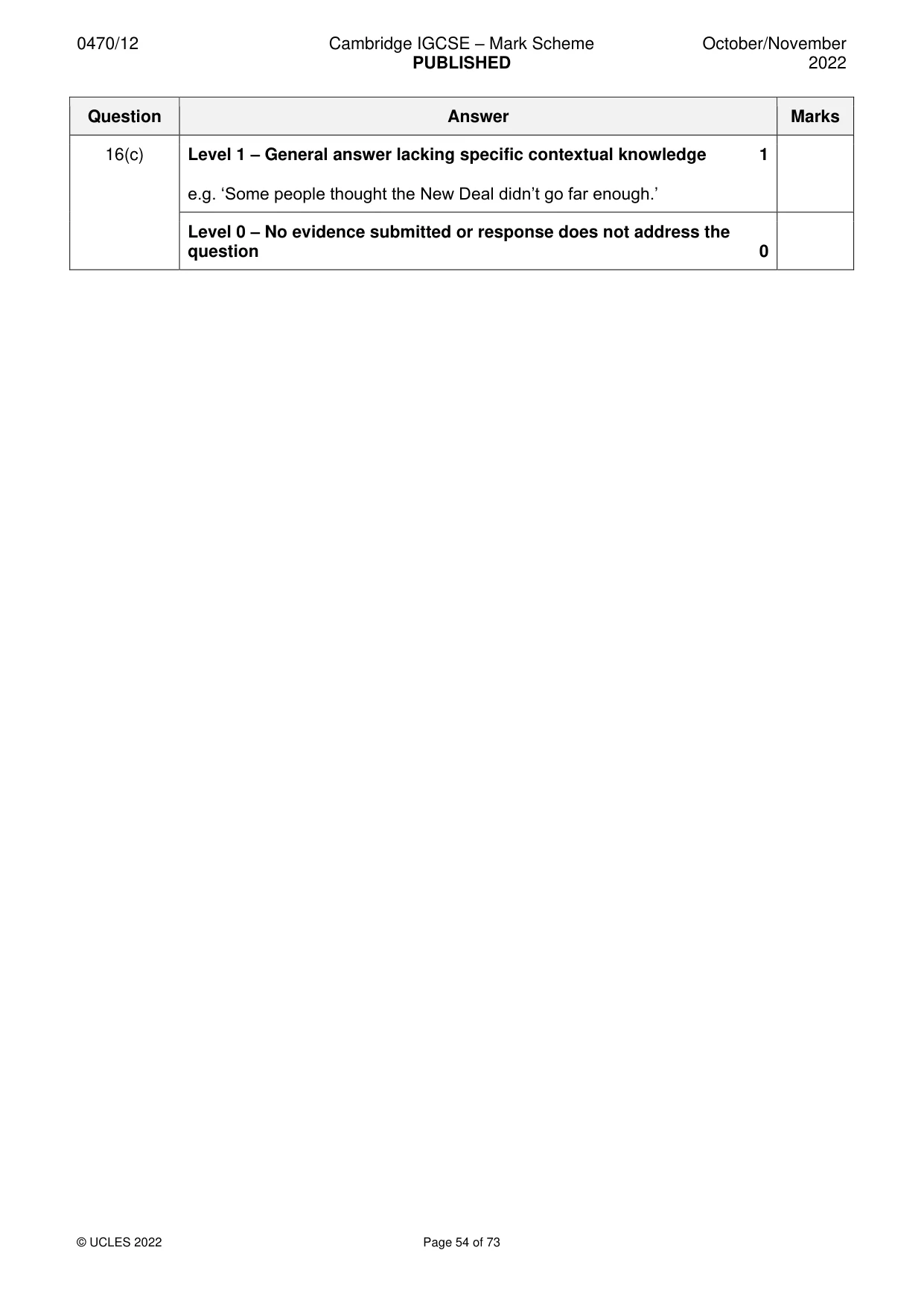 Mark scheme, page 54 of 73