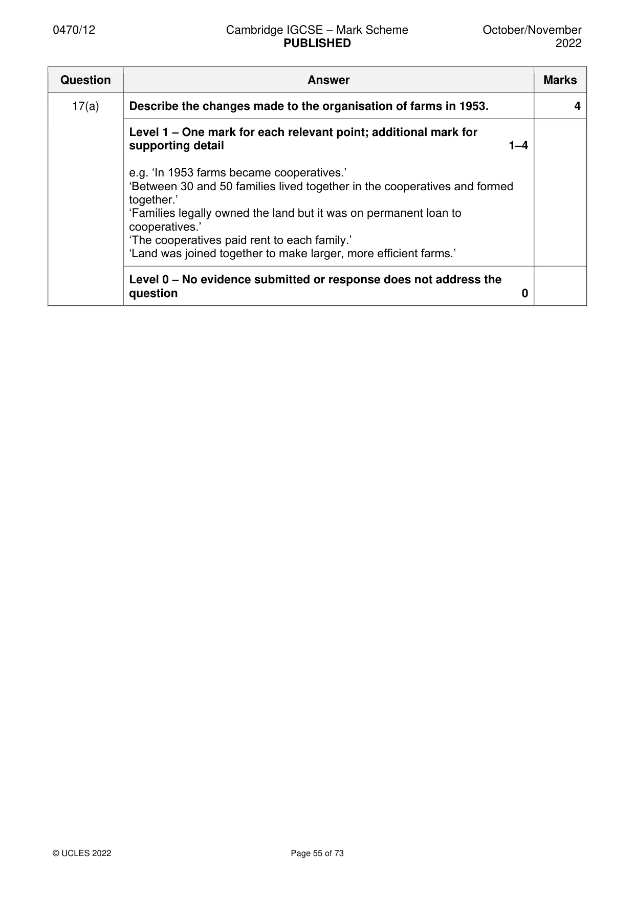 Mark scheme, page 55 of 73