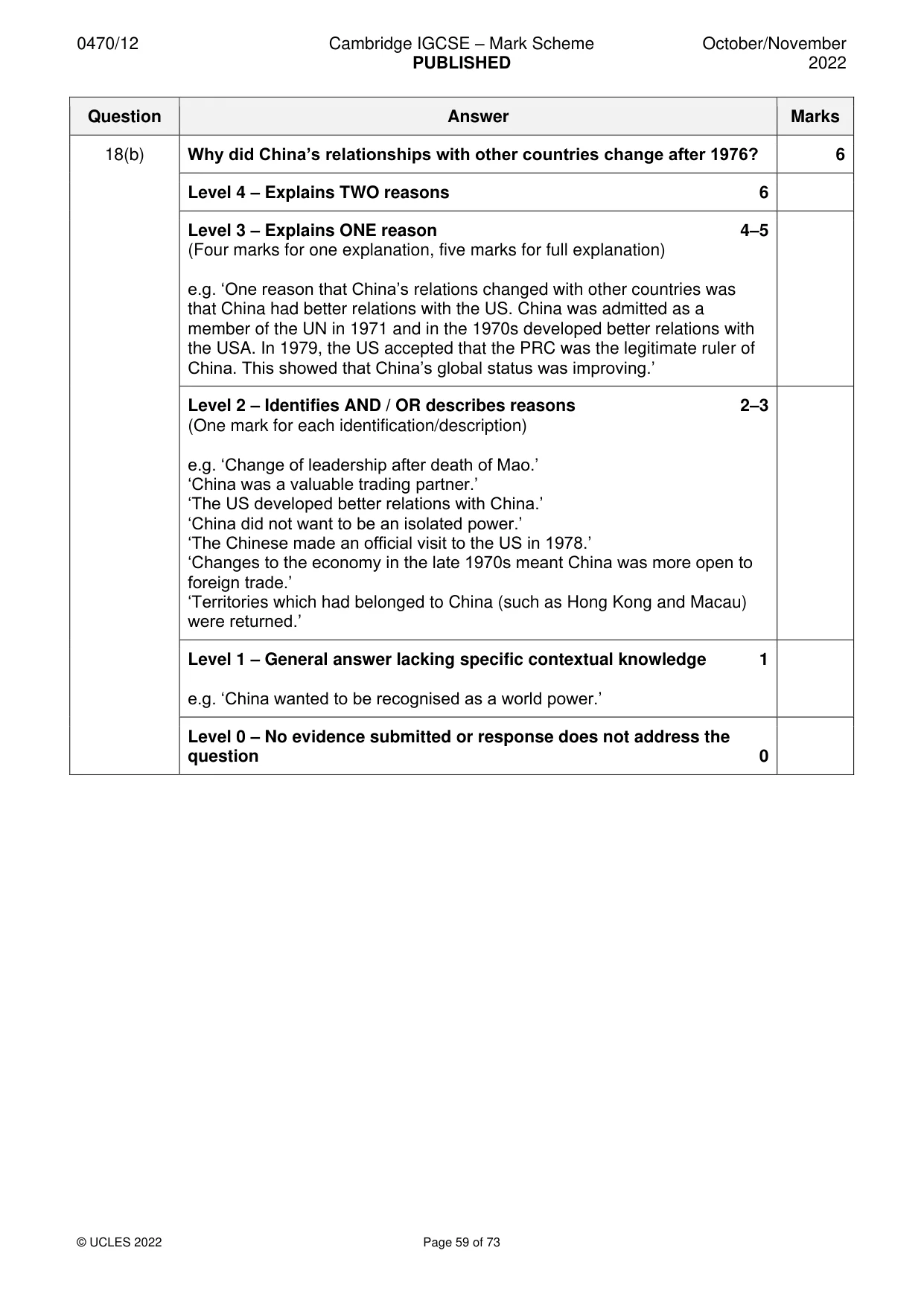 Mark scheme, page 59 of 73