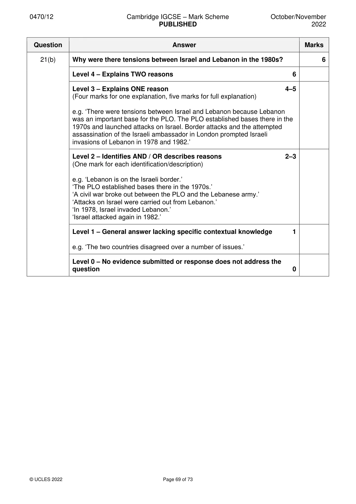 Mark scheme, page 69 of 73