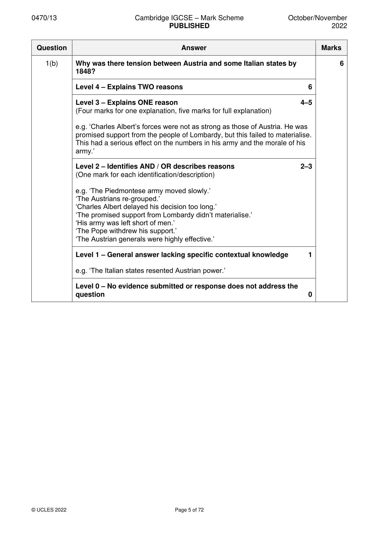 Mark scheme, page 5 of 72