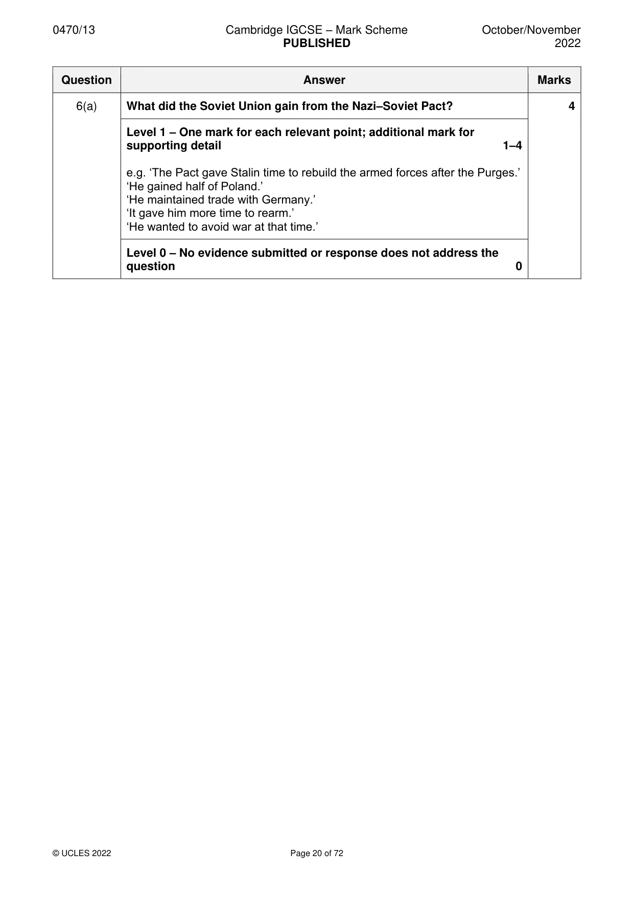 Mark scheme, page 20 of 72