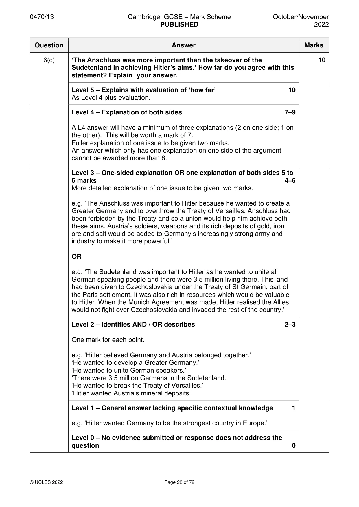 Mark scheme, page 22 of 72