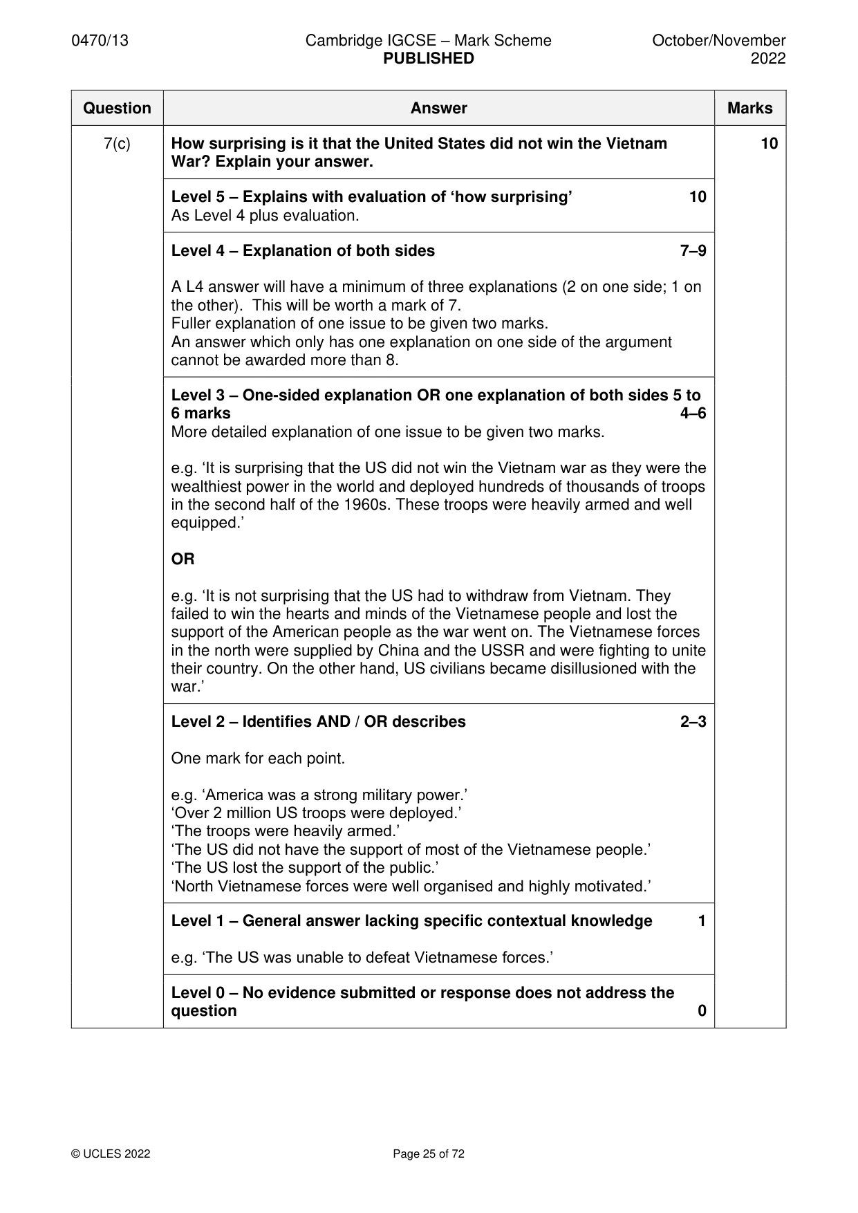 Mark scheme, page 25 of 72