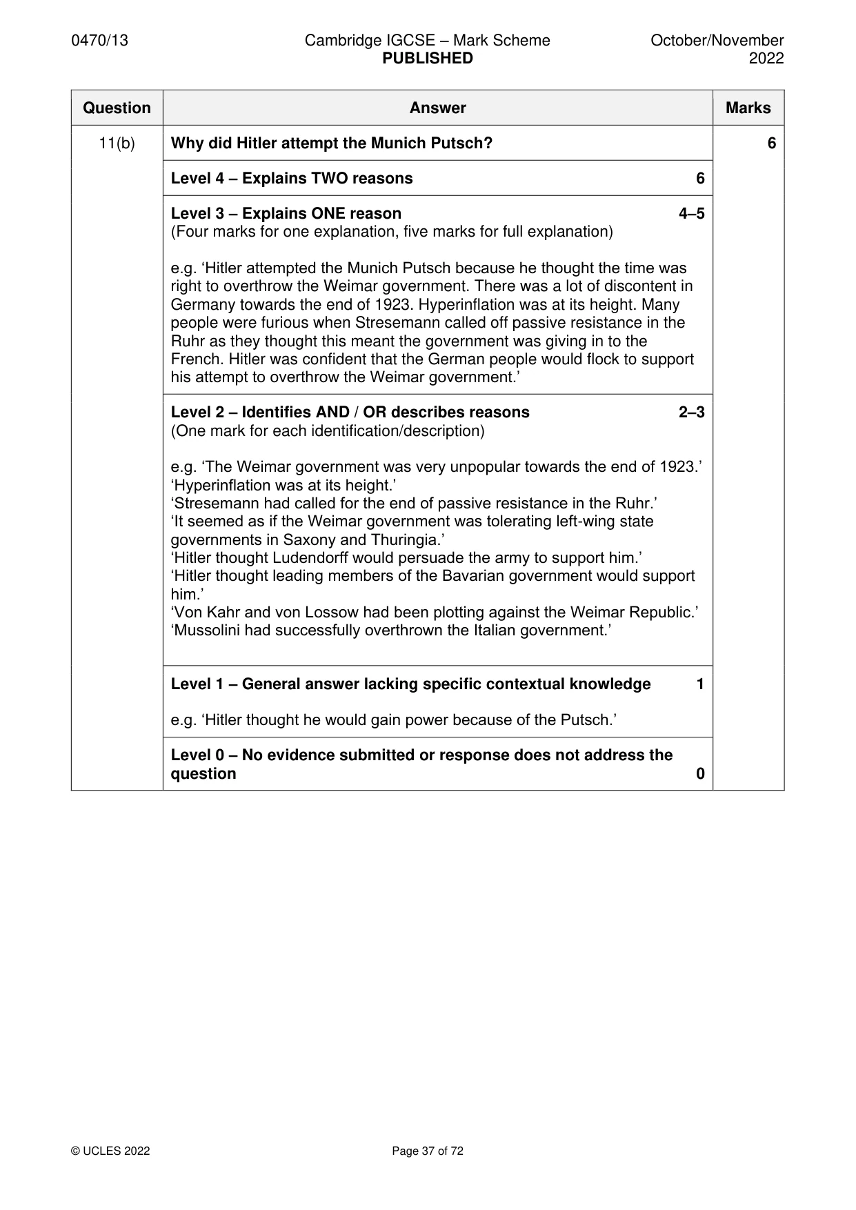 Mark scheme, page 37 of 72