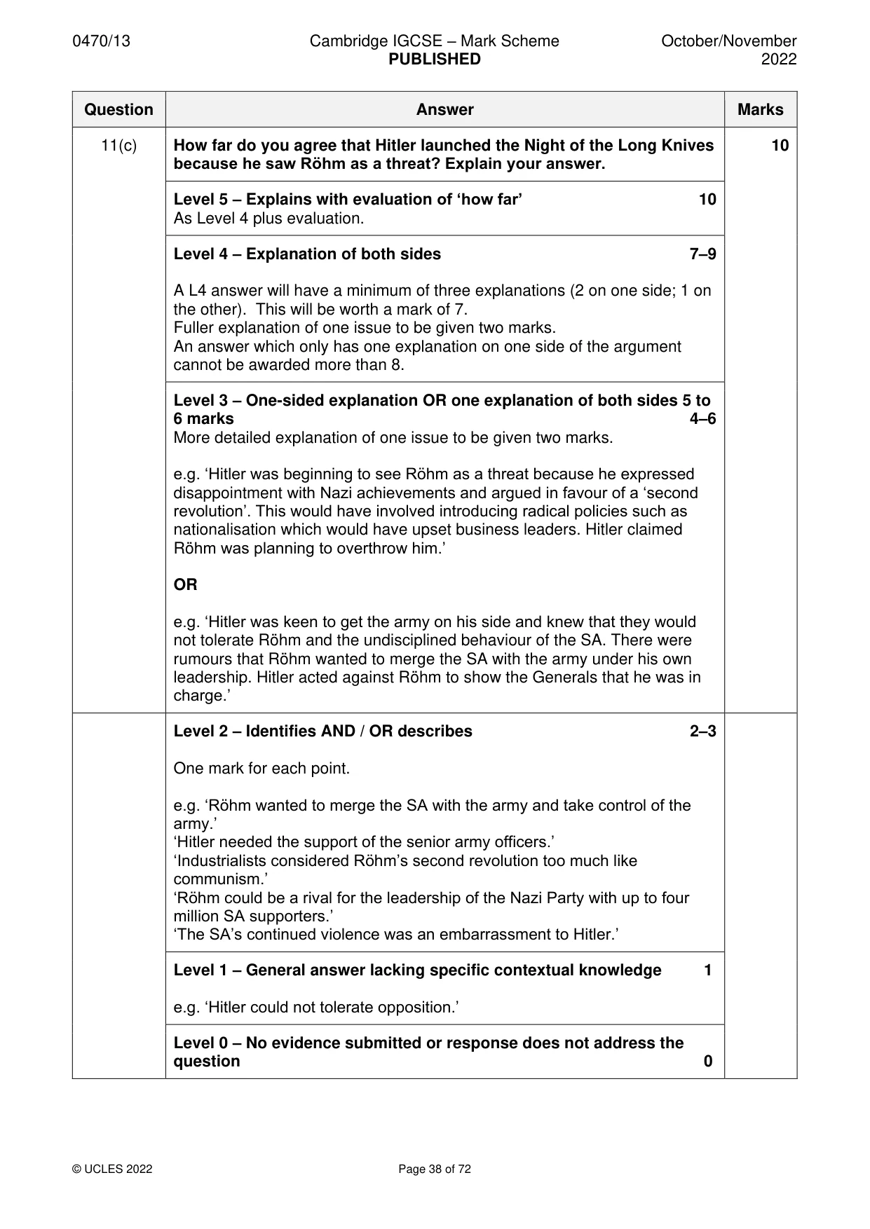 Mark scheme, page 38 of 72