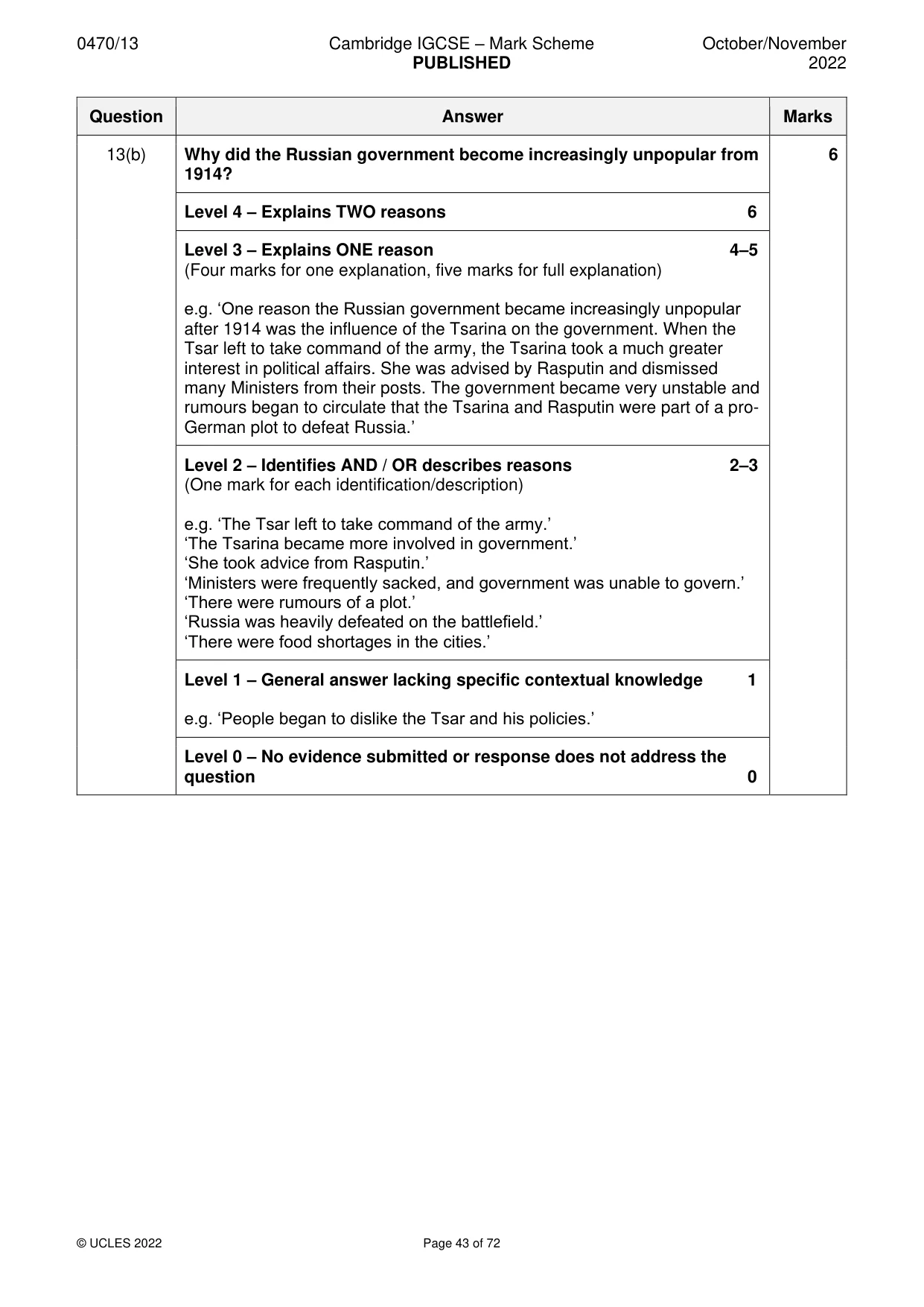 Mark scheme, page 43 of 72