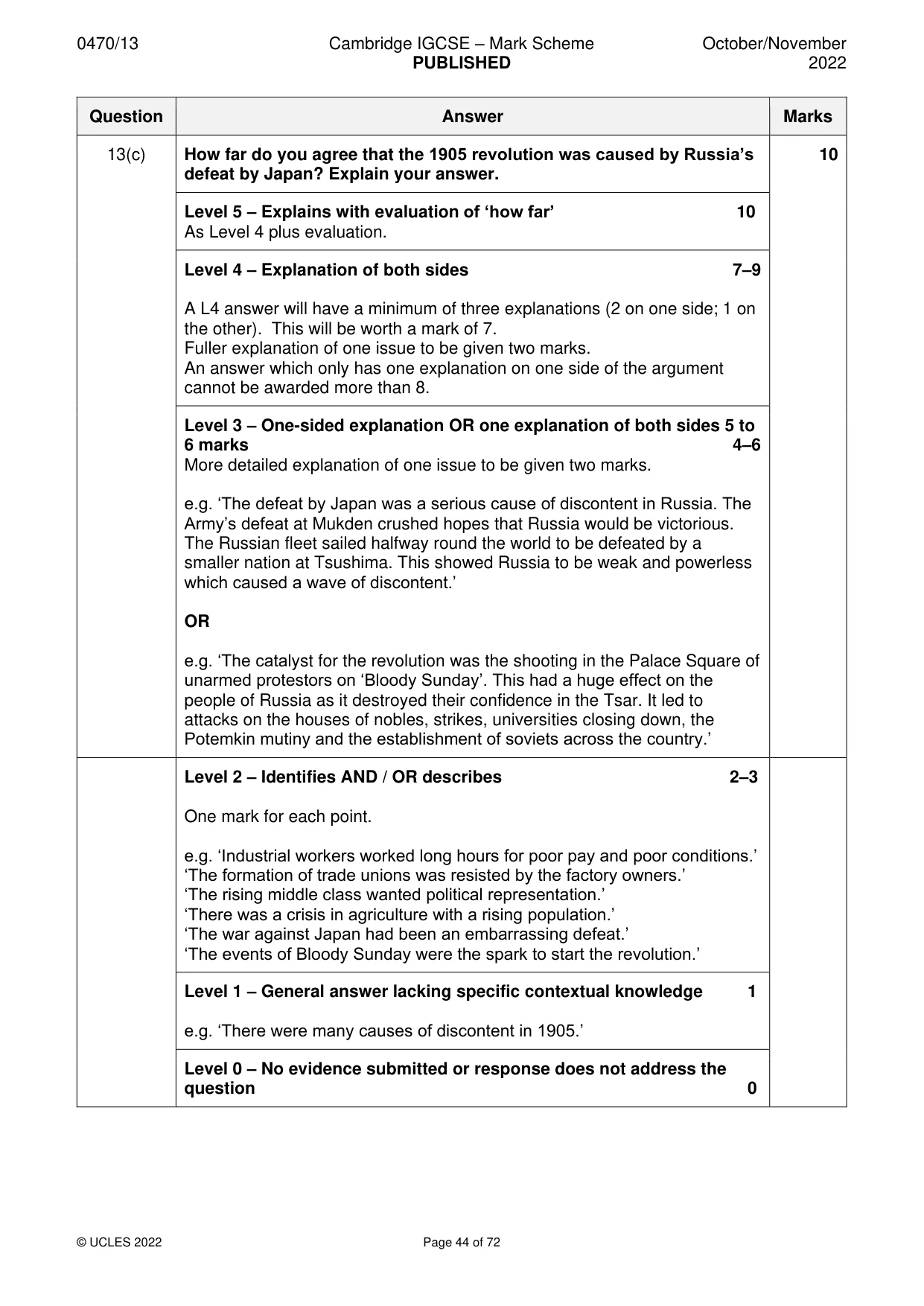 Mark scheme, page 44 of 72