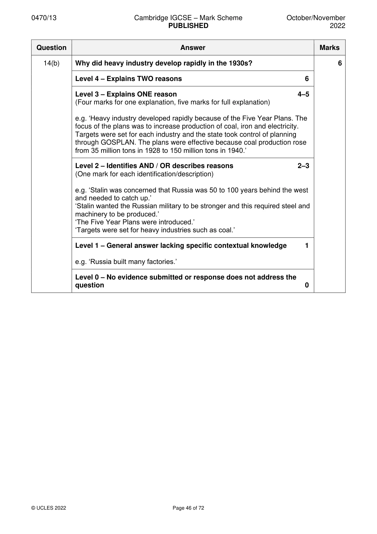 Mark scheme, page 46 of 72